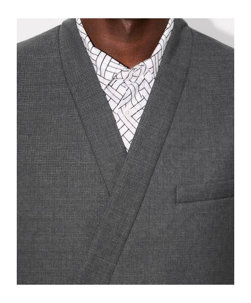 Kenzo ' Weave' Adjusted Tailored Kimono Jacket In Wool Jacquard In Gray