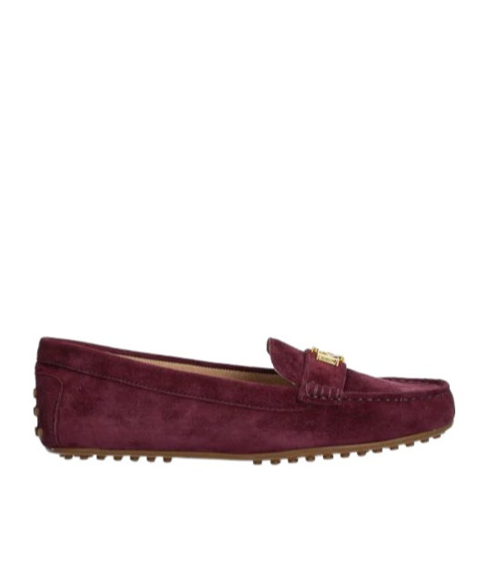 Ralph Lauren Flat Driving Shoes In Red