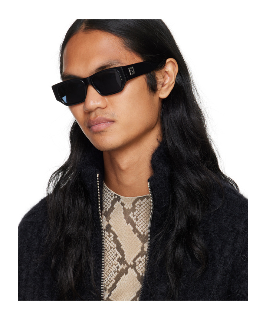 Fendi Ff Squared Sunglasses In Shiny Black
