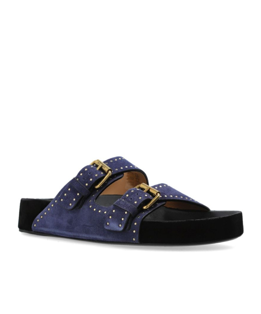 Isabel Marant Studded Design Suede Leather Sandals In Black