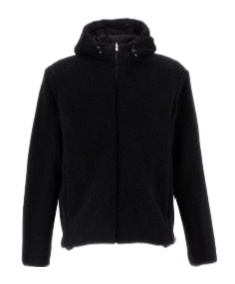 Herno Fleece Jacket With Hood In Black