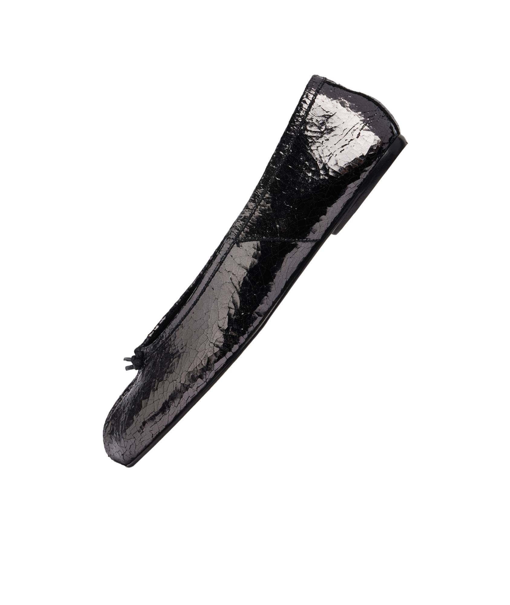 Maison Margiela Ballet Black Shiny Leather Ballet Flats In Black