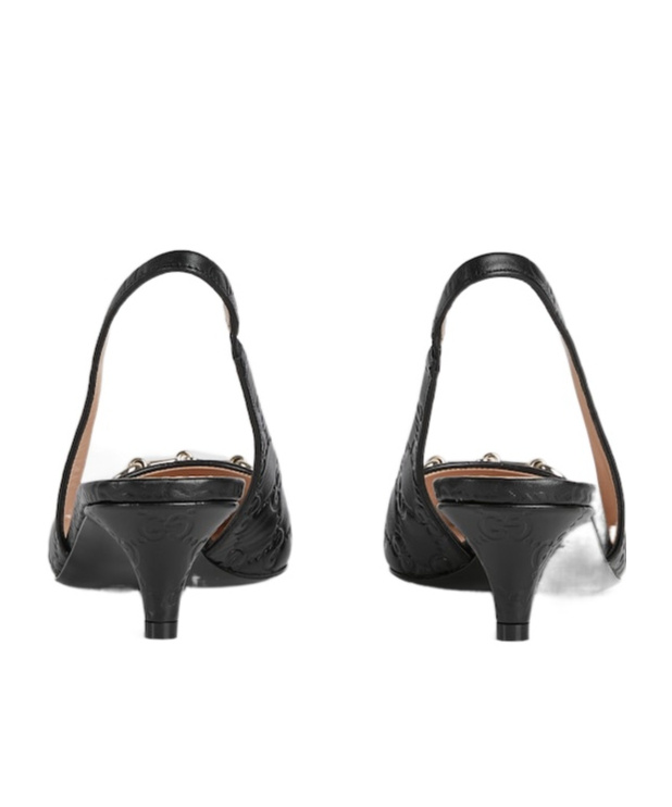 Gucci Horse-collar Button Open-heel Shoes In Black