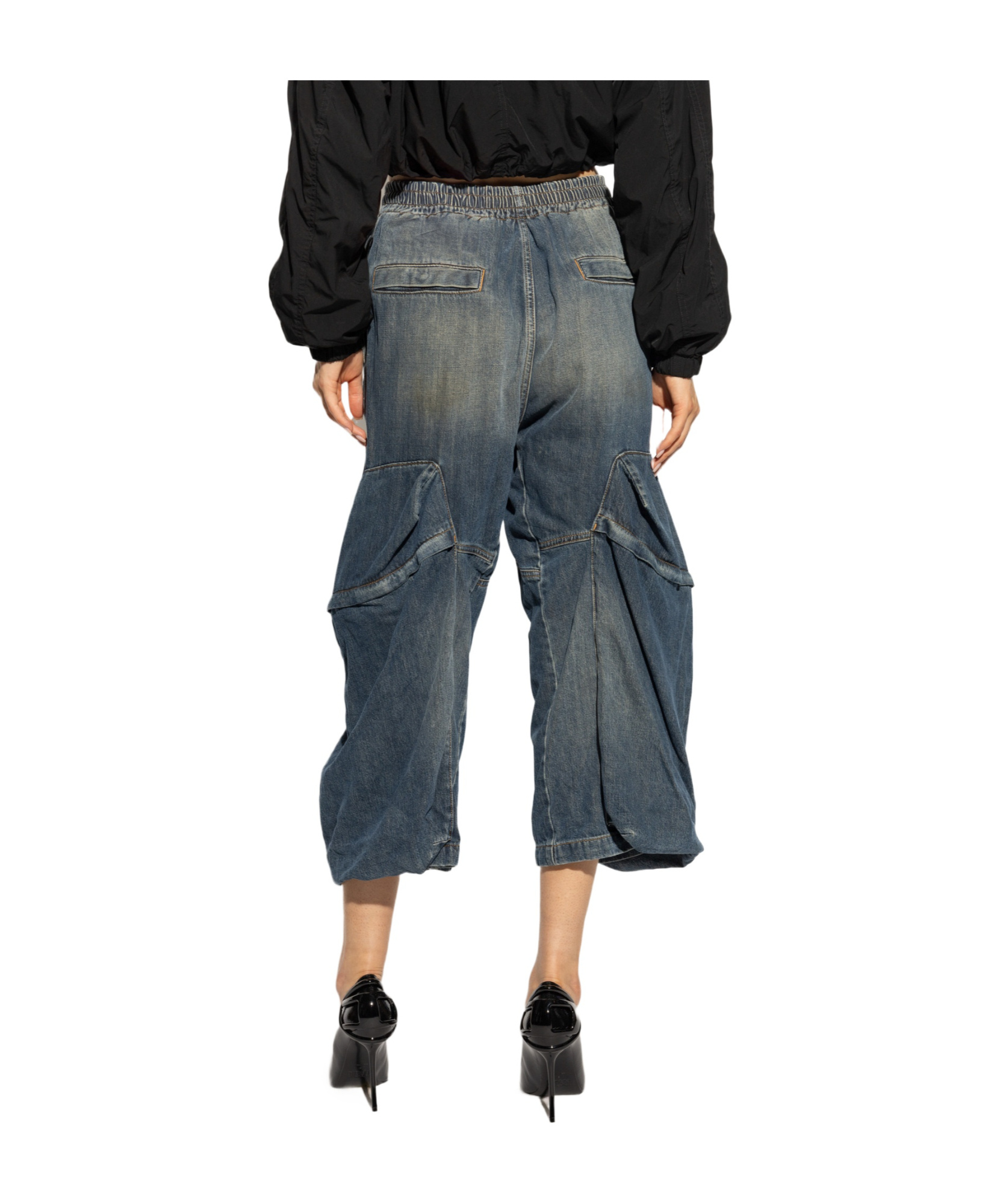 Diesel D-para-short-fsf Cropped Jeans In Gray