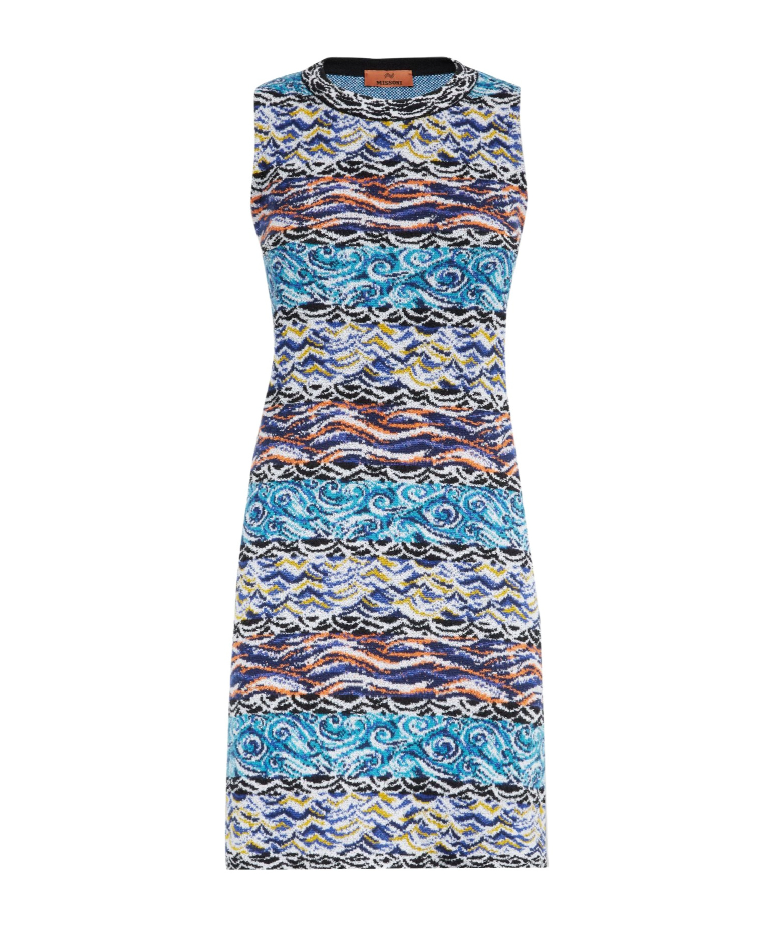 Missoni Round Neck Sleeveless Dress In Blue