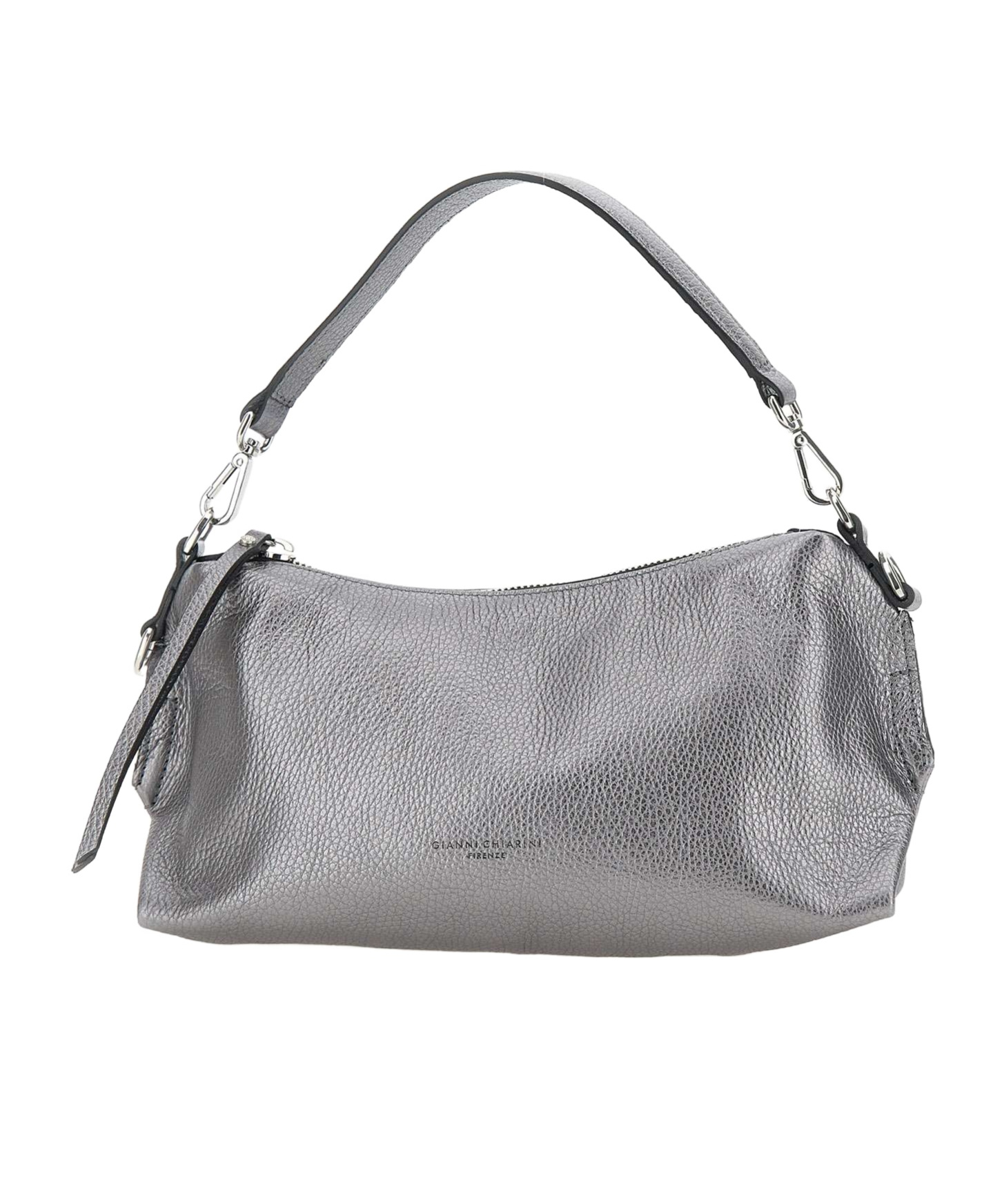 Gianni Chiarini Logo Embossed Zipped Shoulder Bag In Gray