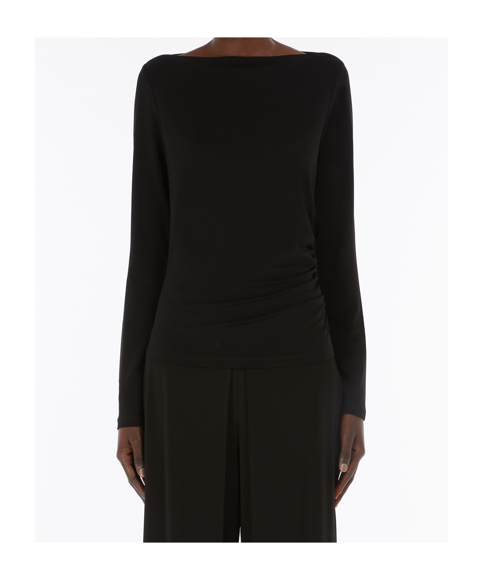 Max Mara Draped Jersey T-shirt In Black