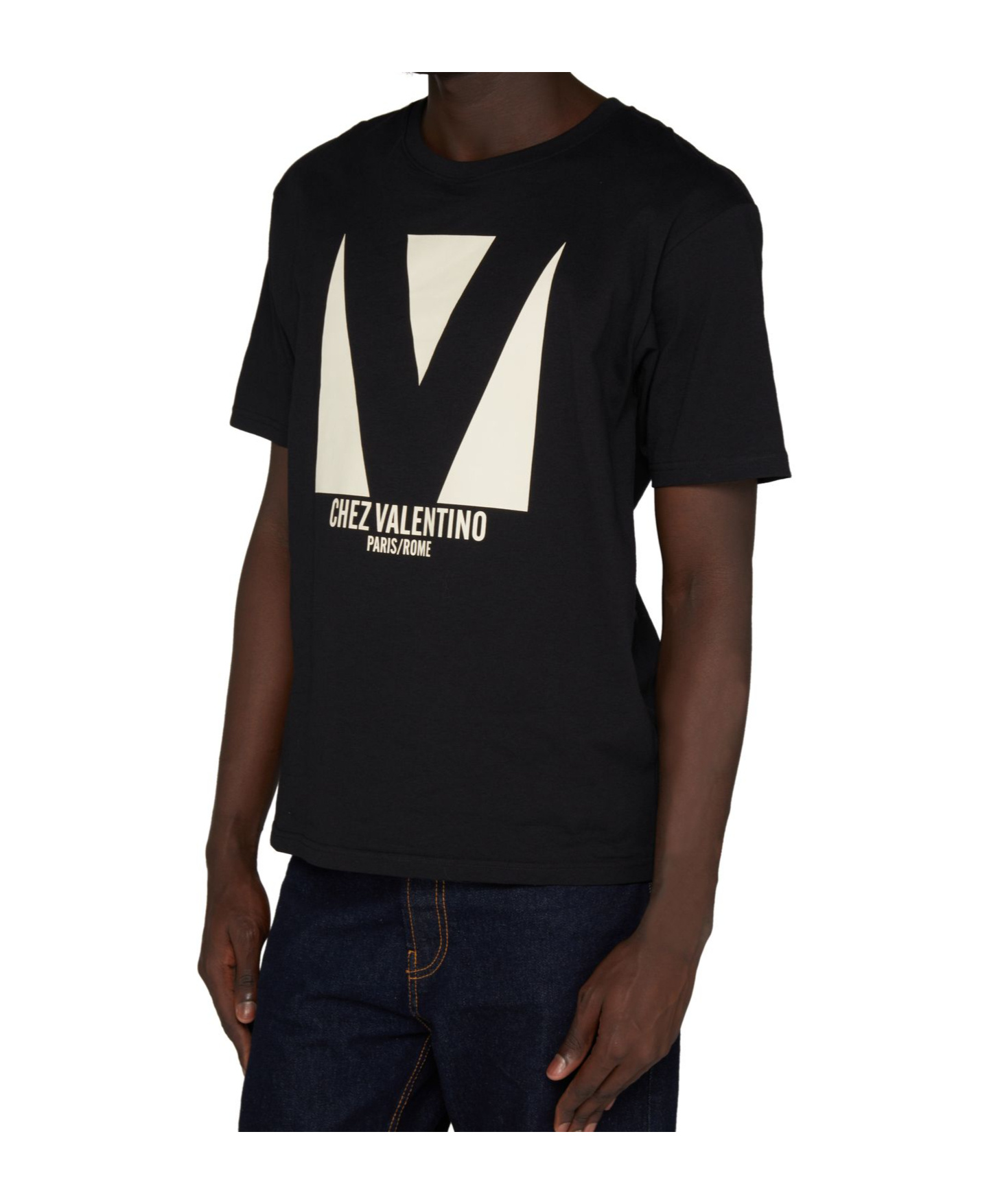 Valentino Chez Logo Print T-shirt In Black