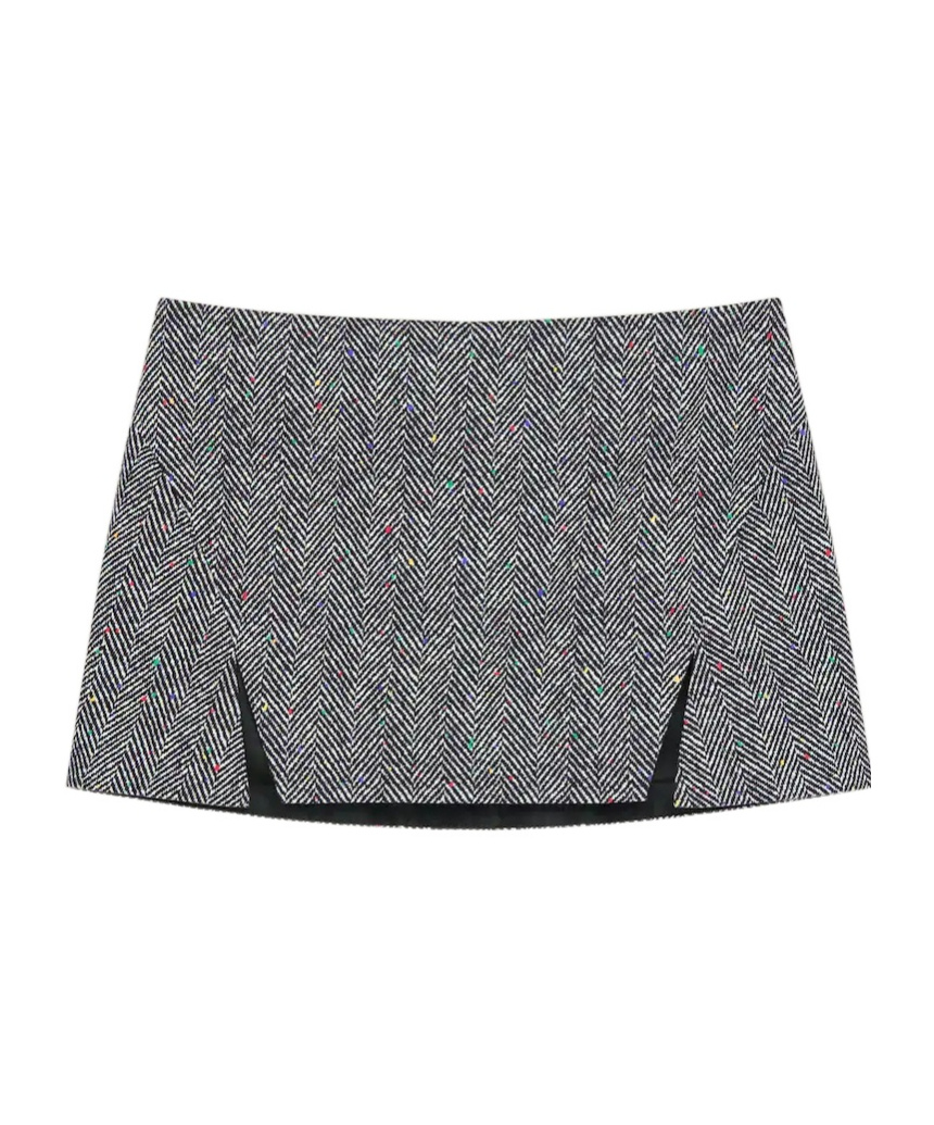 Givenchy Sliced Mini Skirt In Cotton Herringbone In Multi