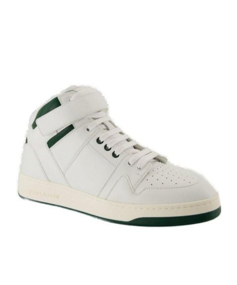 Saint Laurent Lax Round Toe Lace-up Sneakers In White