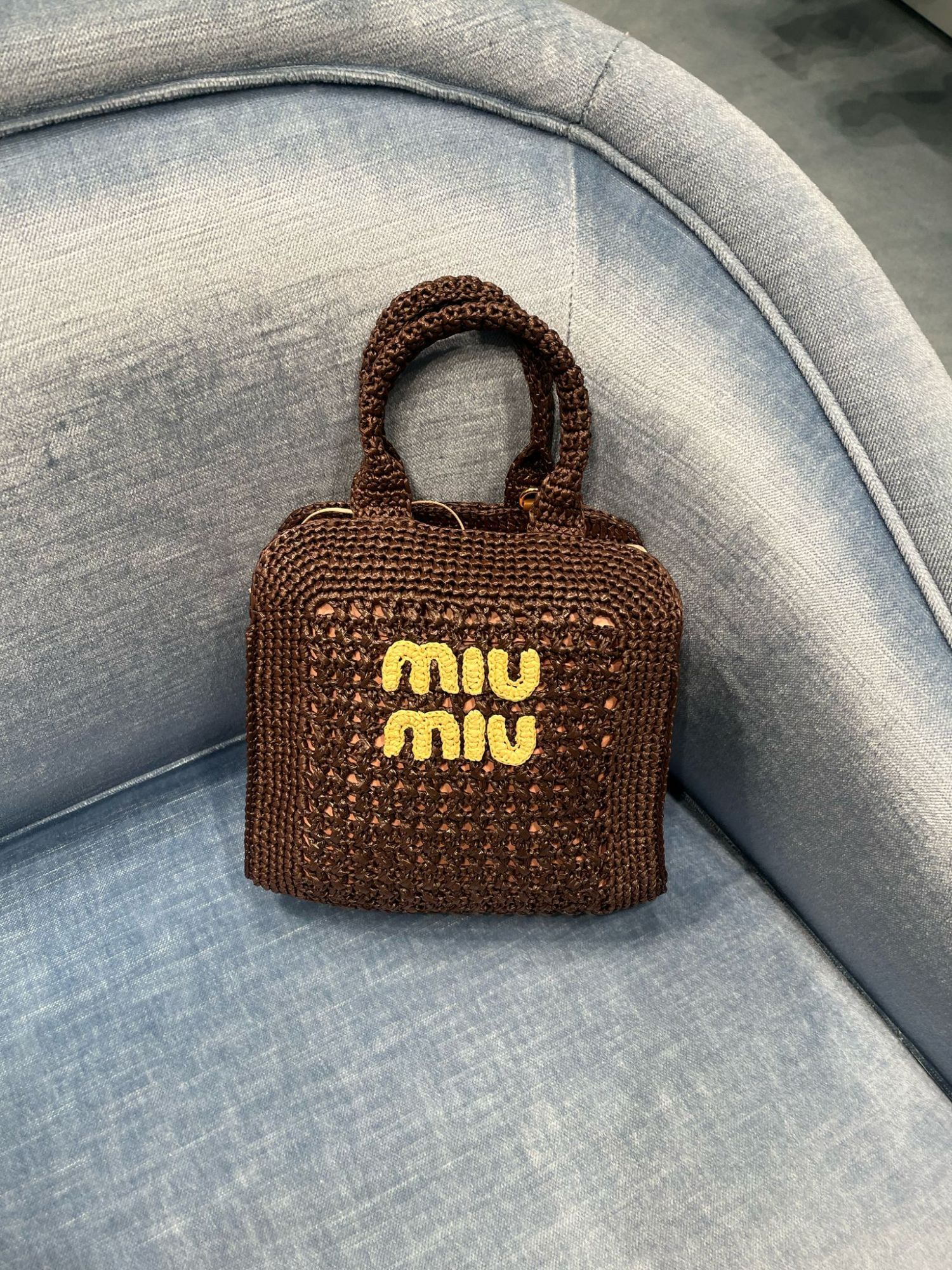 Miu Miu Raffia-effect Woven Tote Bag