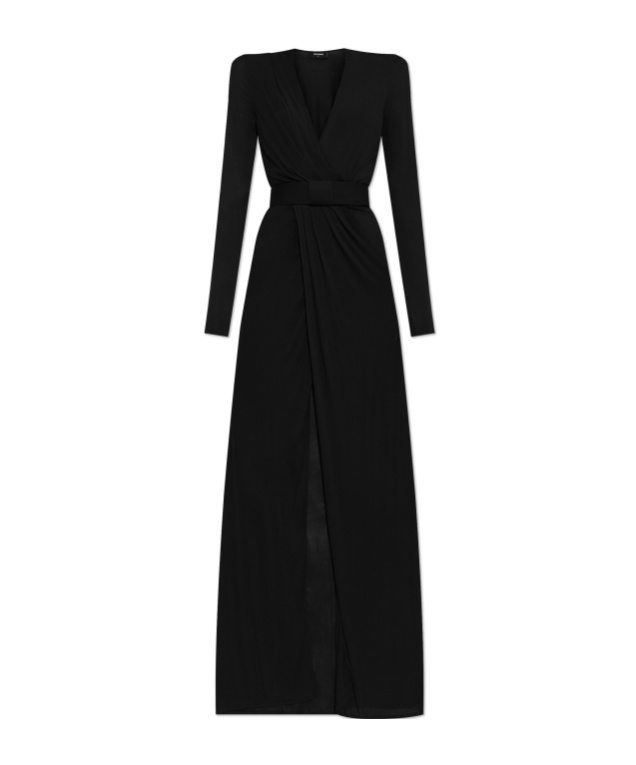 Dsquared2 Wrap-front Long-sleeve Dress In Black