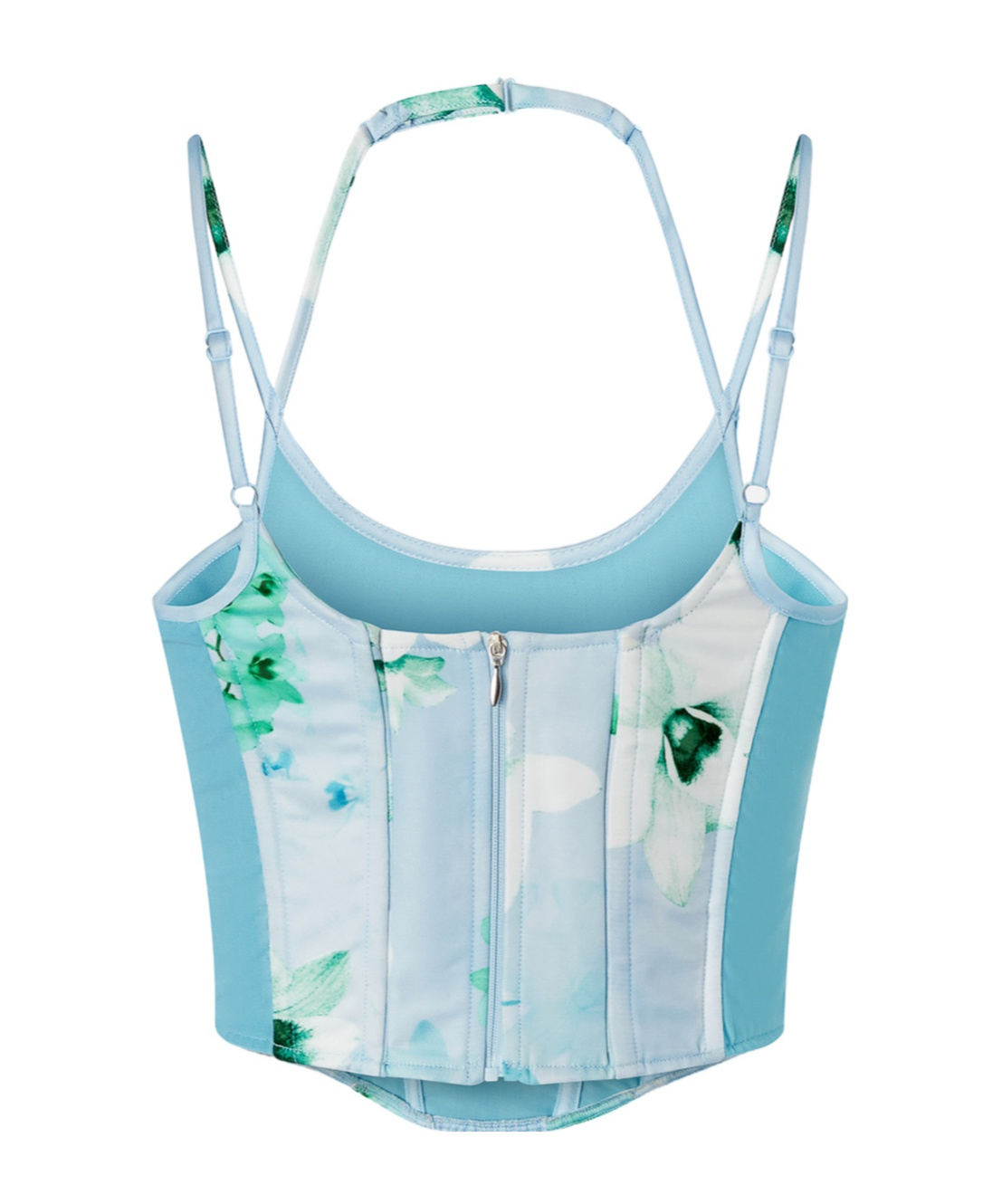 Pinko Floral-print Corset In Blue