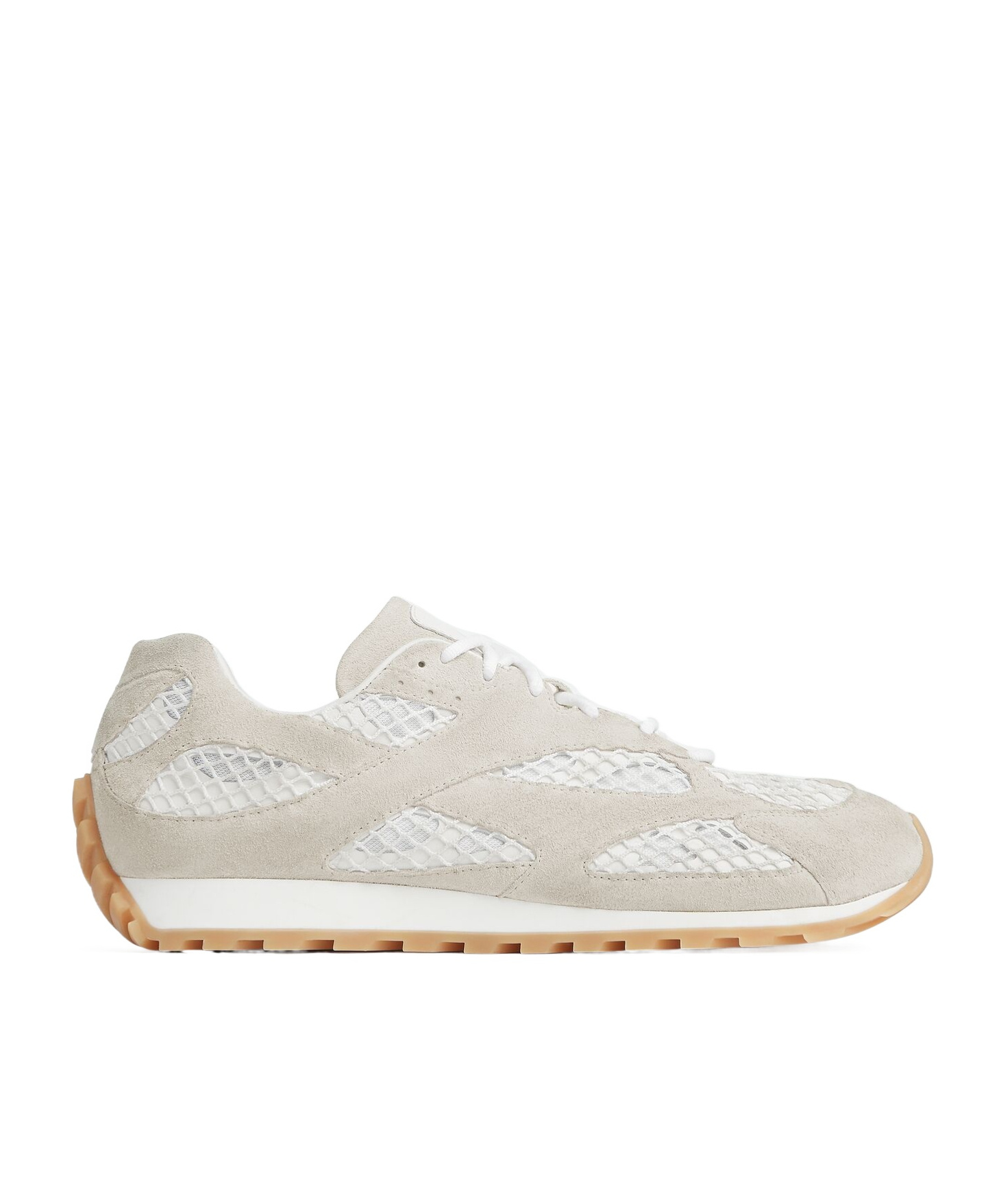 Bottega Veneta Bicolor Mesh And Suede Orbit Sneakers In Nude