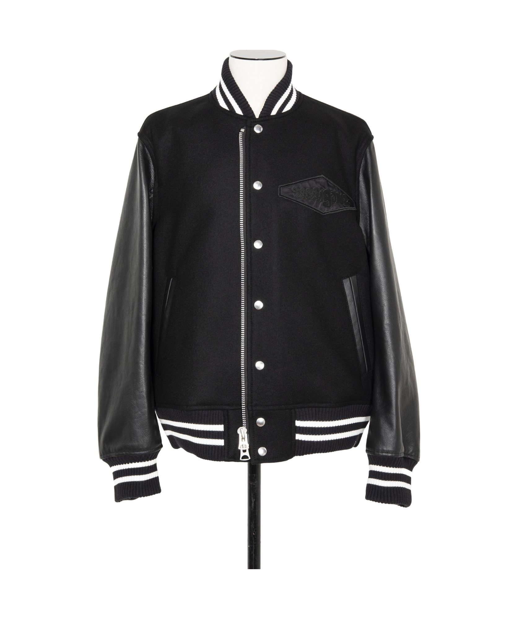 Sacai Black Gonz Edition Leather Bomber Jacket In Black
