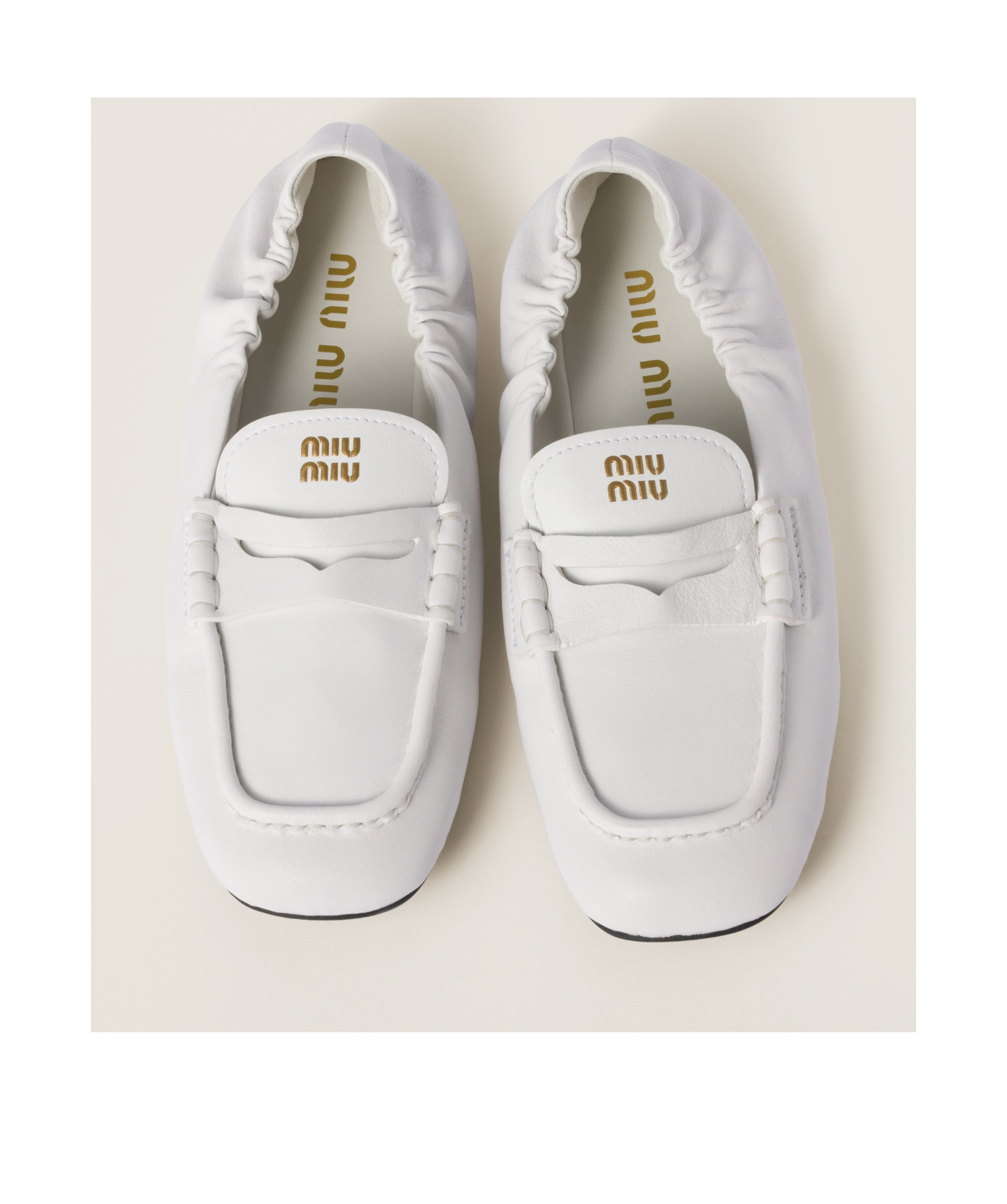 Miu Miu White Leather Loafers In White
