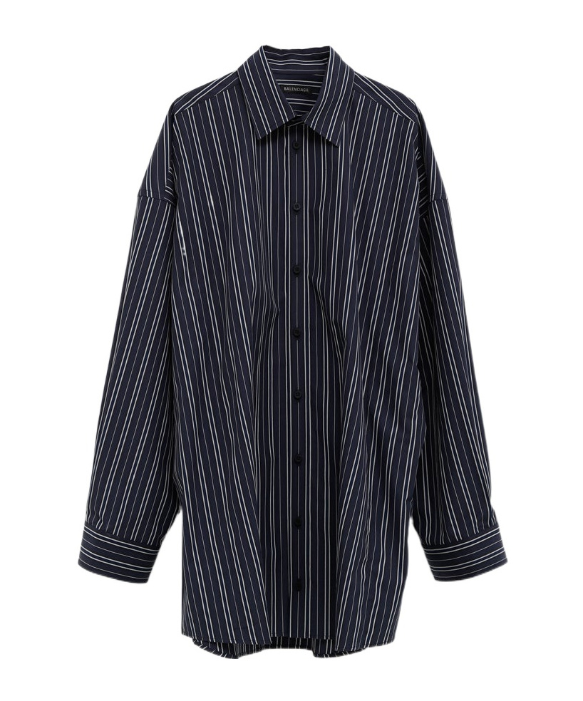 Balenciaga Striped Shirt In Gray