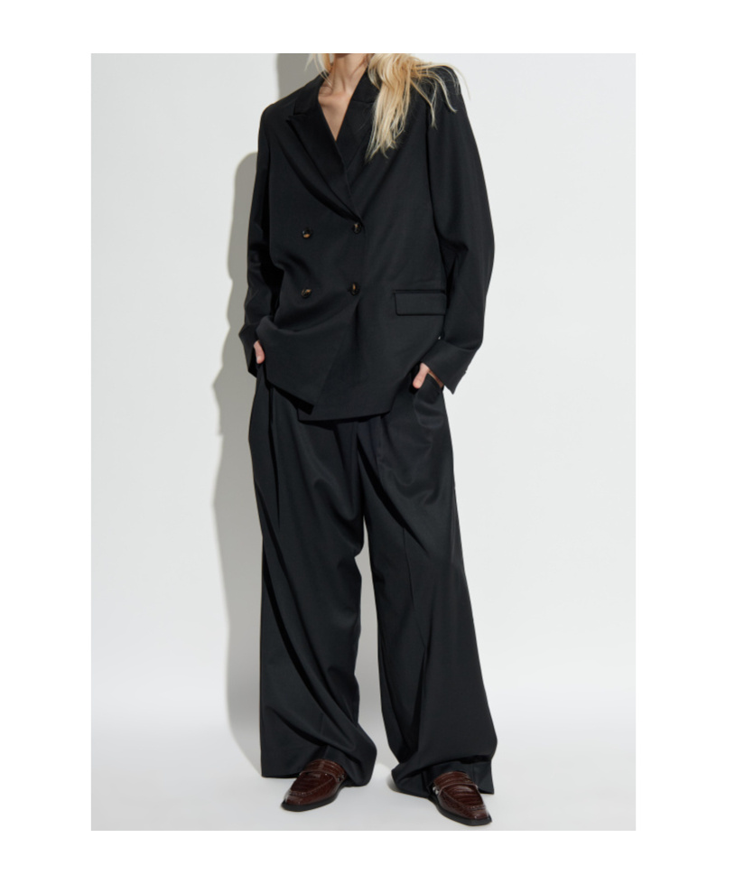 Ganni Pleated Casual Pants In Black
