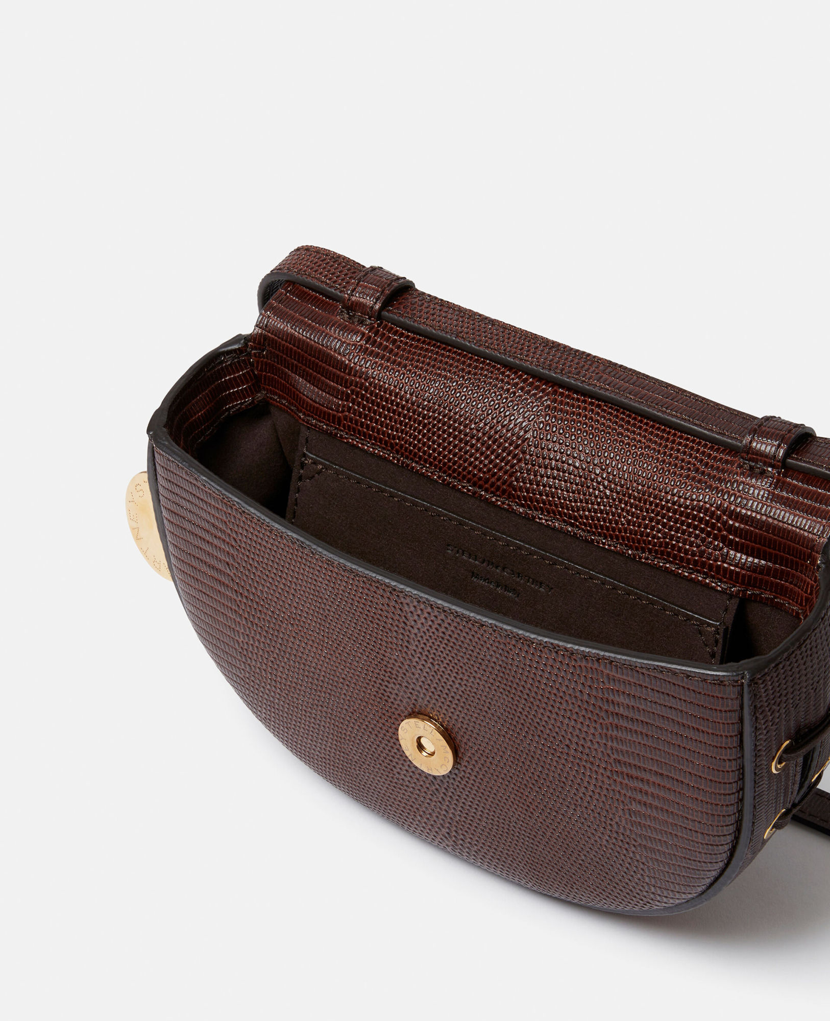 Stella Mccartney Frayme Scaly Embossed Shoulder Bag In Brown