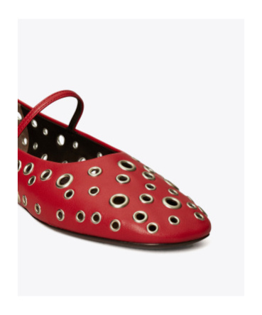 Tory Burch Eyelet Mary-jane Ballet Flats In Brown
