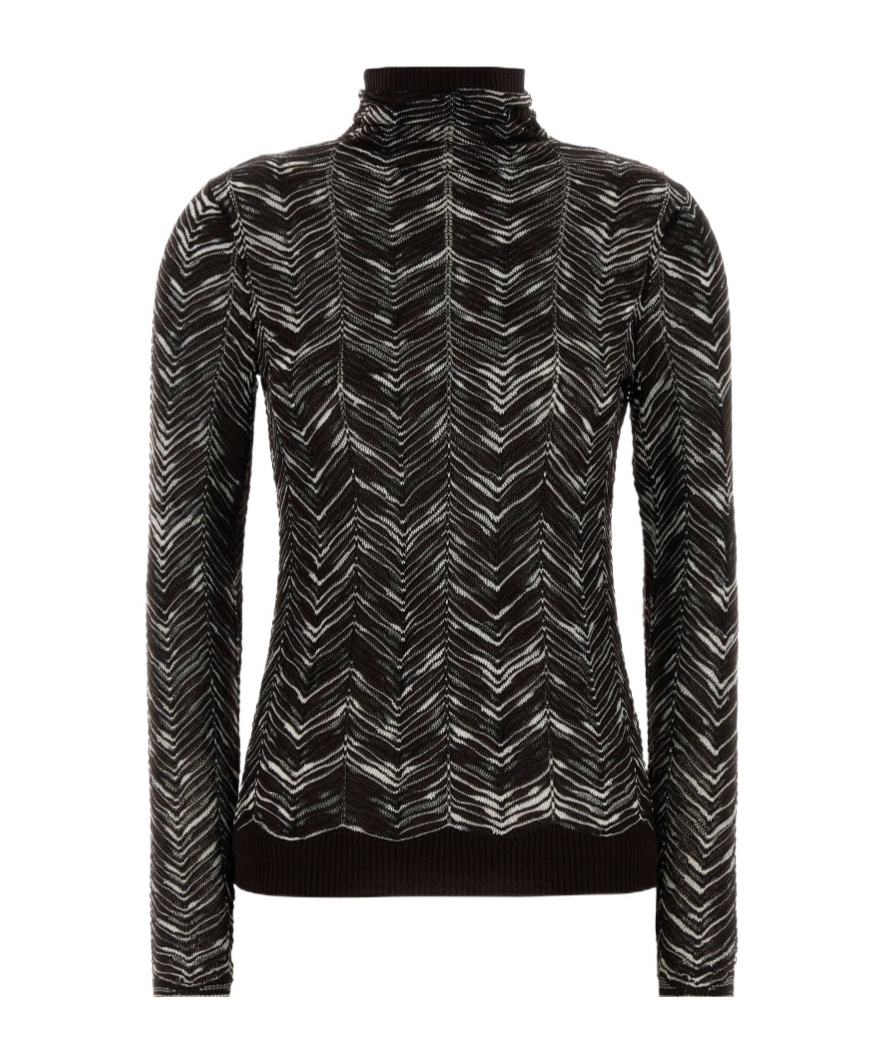 Missoni Chevron Pattern Knit Sweater With Mock Neck In Multi