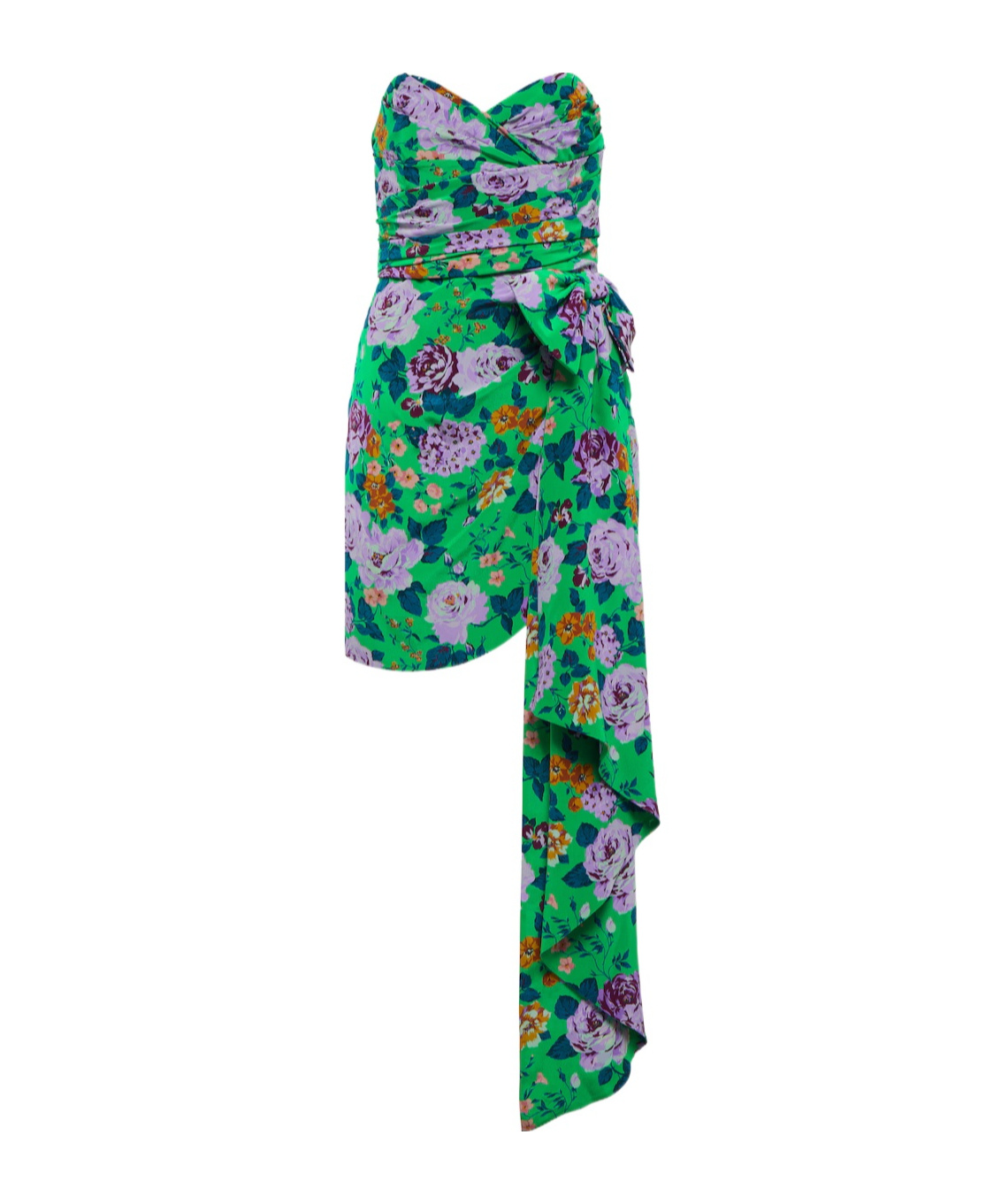 Alessandra Rich Floral Silk Bustier Minidress In Multi