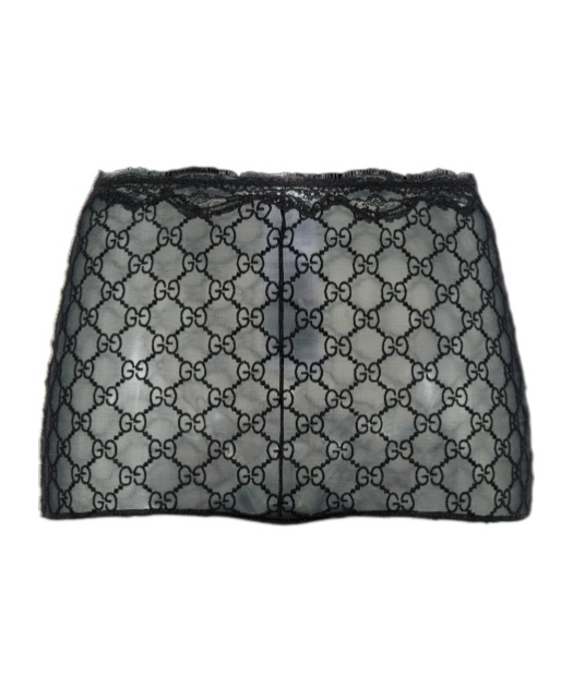 Gucci Sheer Fabric Culottes Lace Detailing In Black