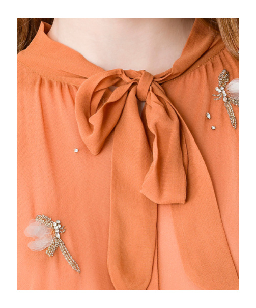 Forte Forte Shirt In Georgette With Carrousel Des Sylphes Embroidery In Orange