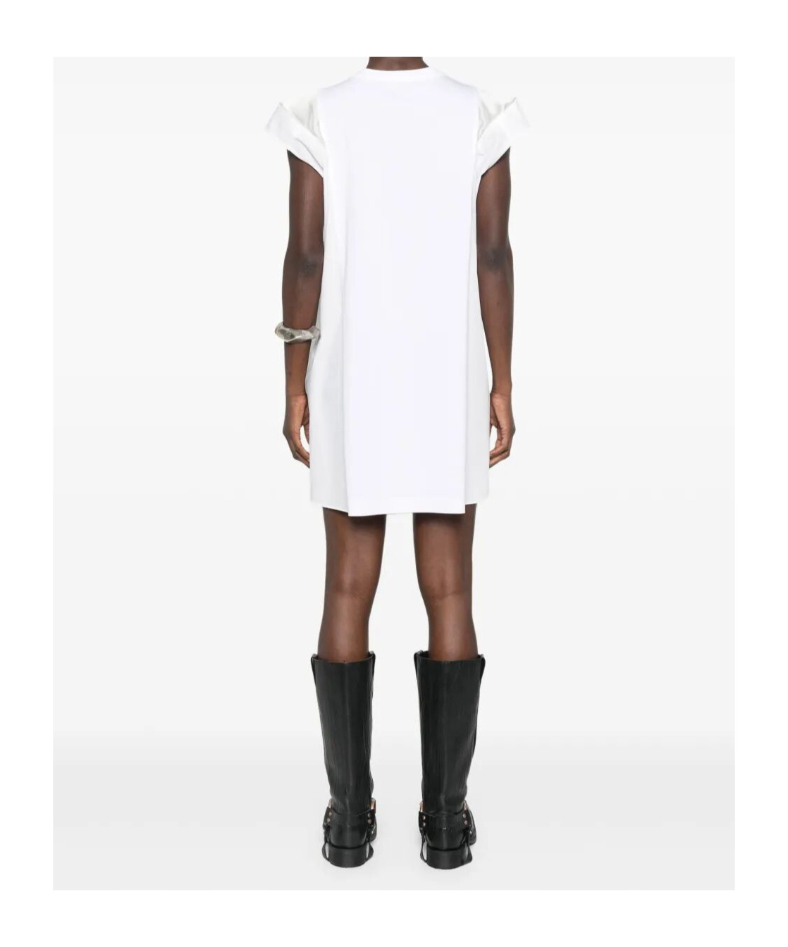 Shop Sacai Layer-detail Mini Dress In White