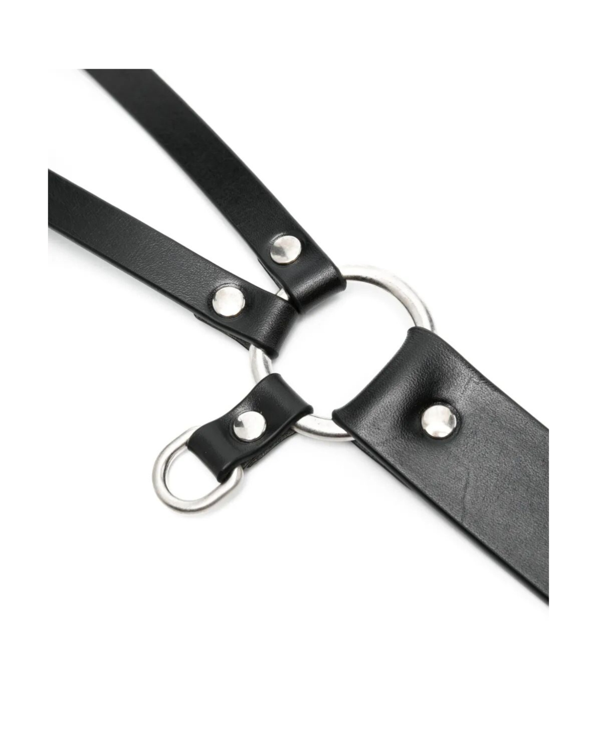 Ann Demeulemeester Monna 35cm Belt With Double Rings In Black