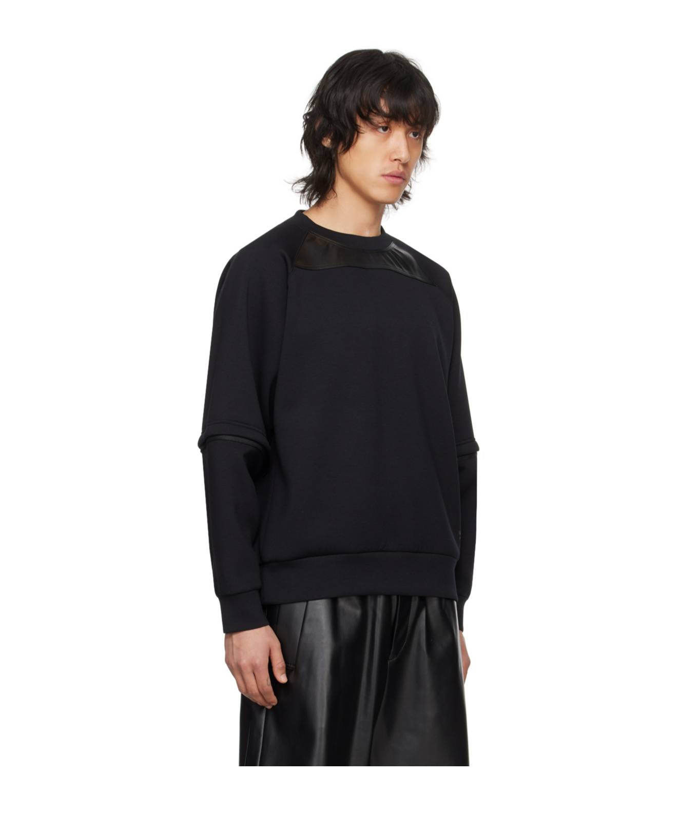 Undercover Round Collar Detachable Sleeve Sweater In Black