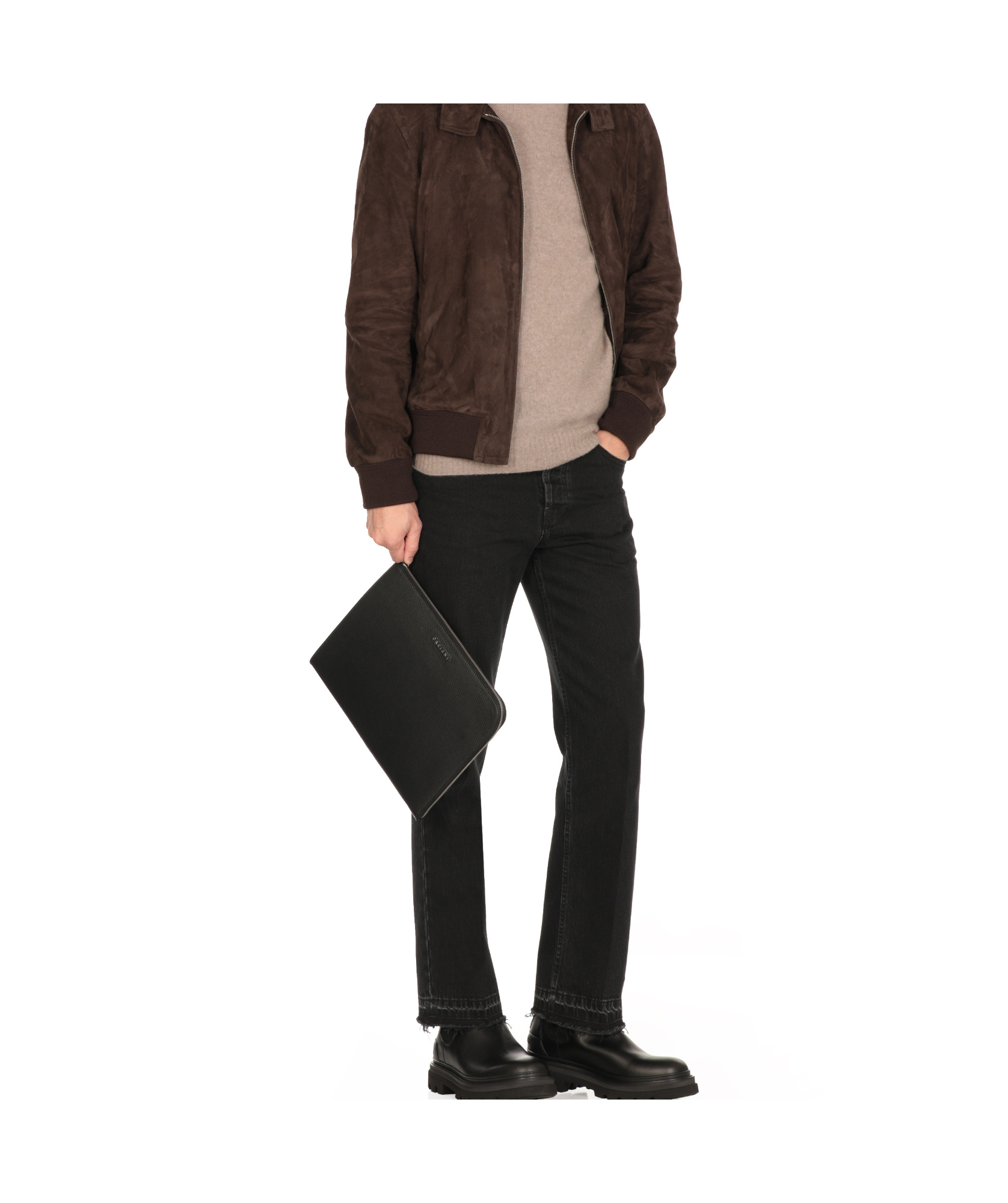 Orciani Micron Zipped Laptop Bag In Black