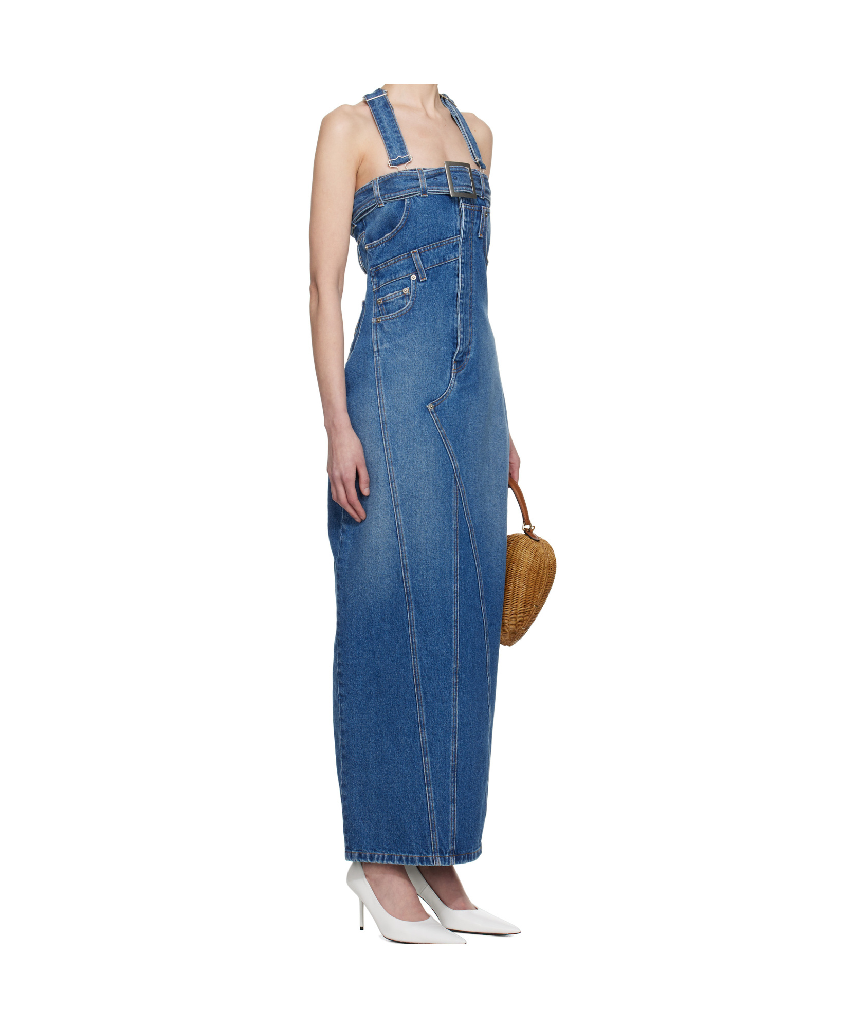 Jean Paul Gaultier Denim Maxi Dress In Blue