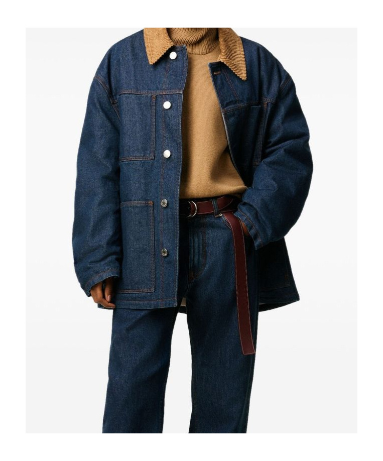 Ami Alexandre Mattiussi Ami Paris Indigo Blue Cotton Padded Worker Jacket In Blue