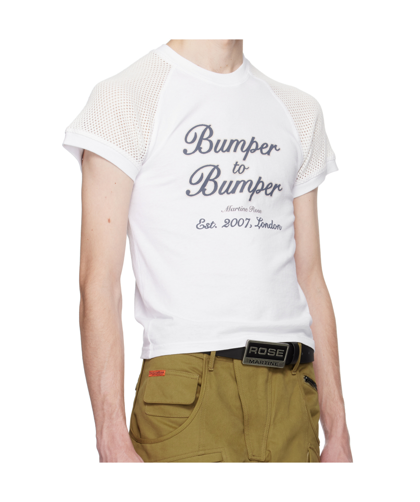 Martine Rose White String Shrunken T-shirt In White