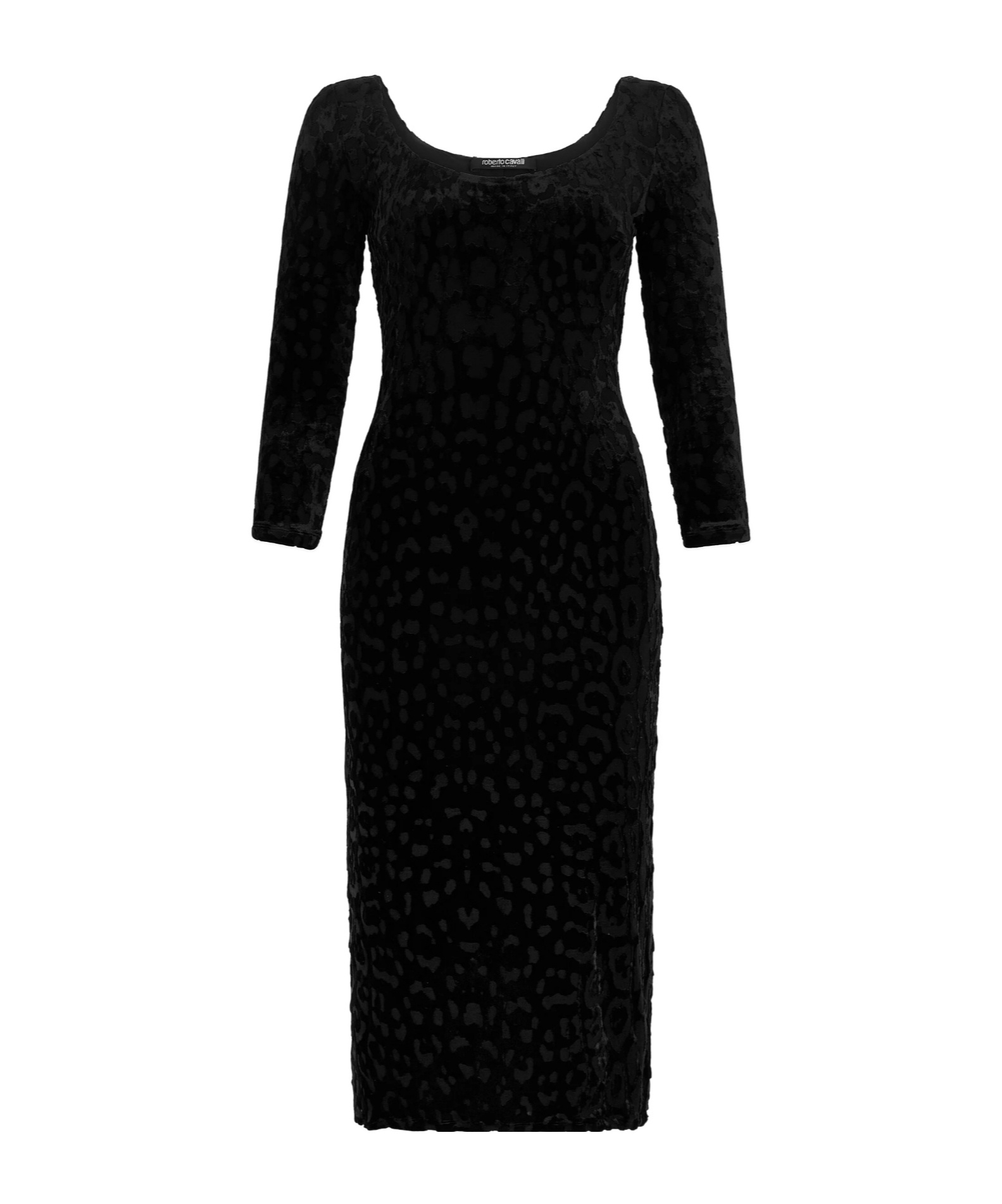 Roberto Cavalli Patterned Midi Dress In Black