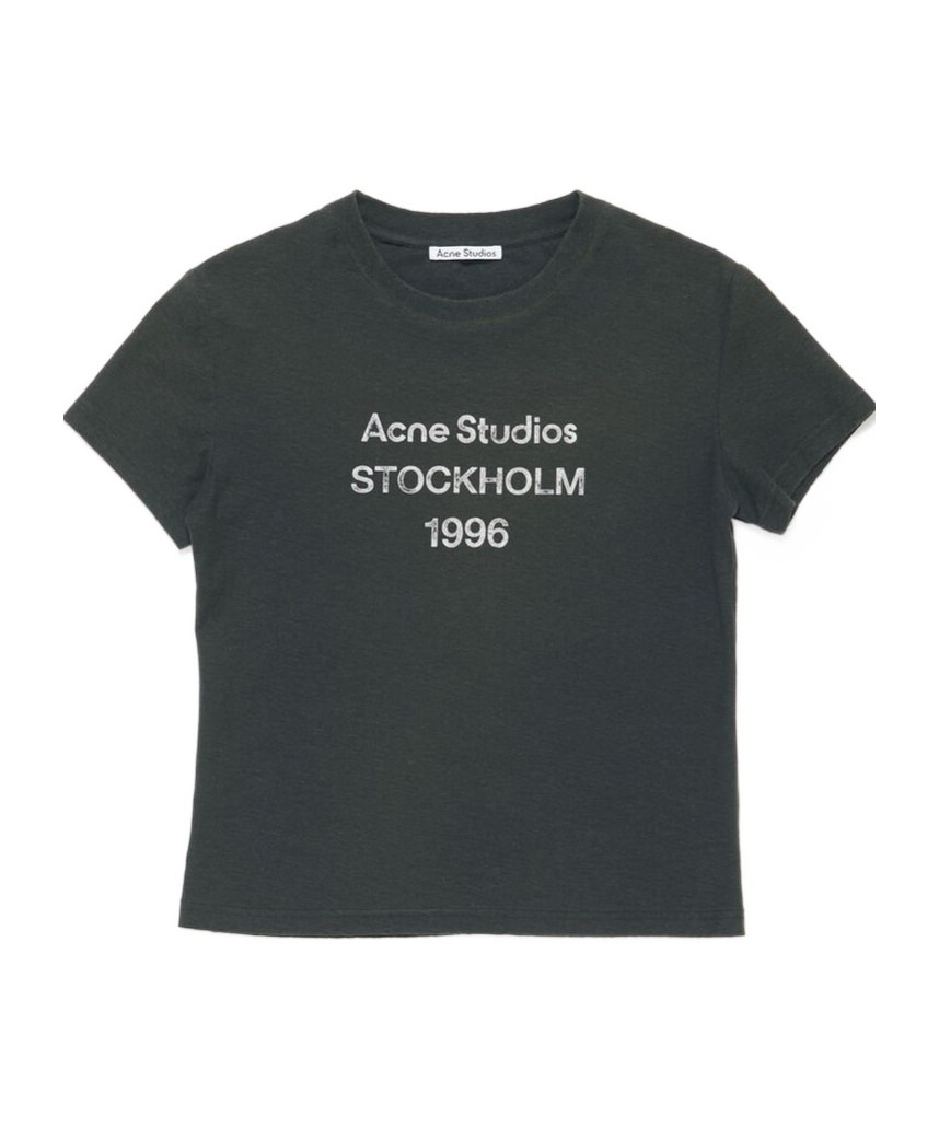 Acne Studios Exford Distressed Logo-print Cotton-jersey T-shirt In Black