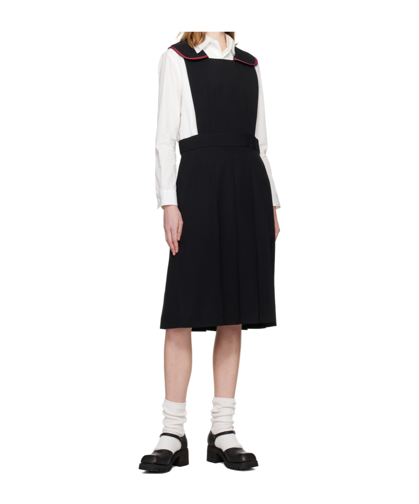 Comme Des Garçons Square Collared Pinafore Dress In Black