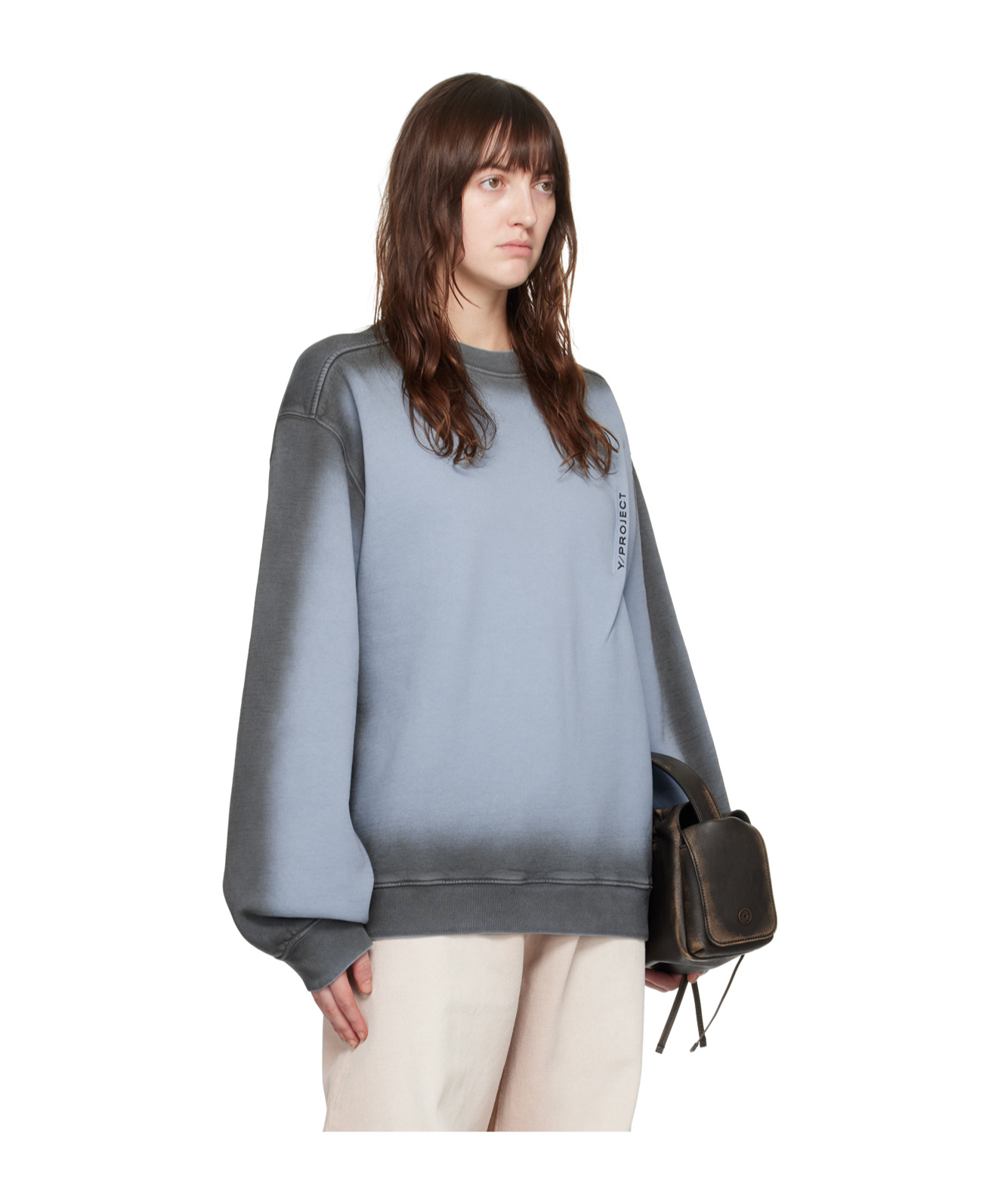 Y/project Pinched Logo Sweatshirt In Blue