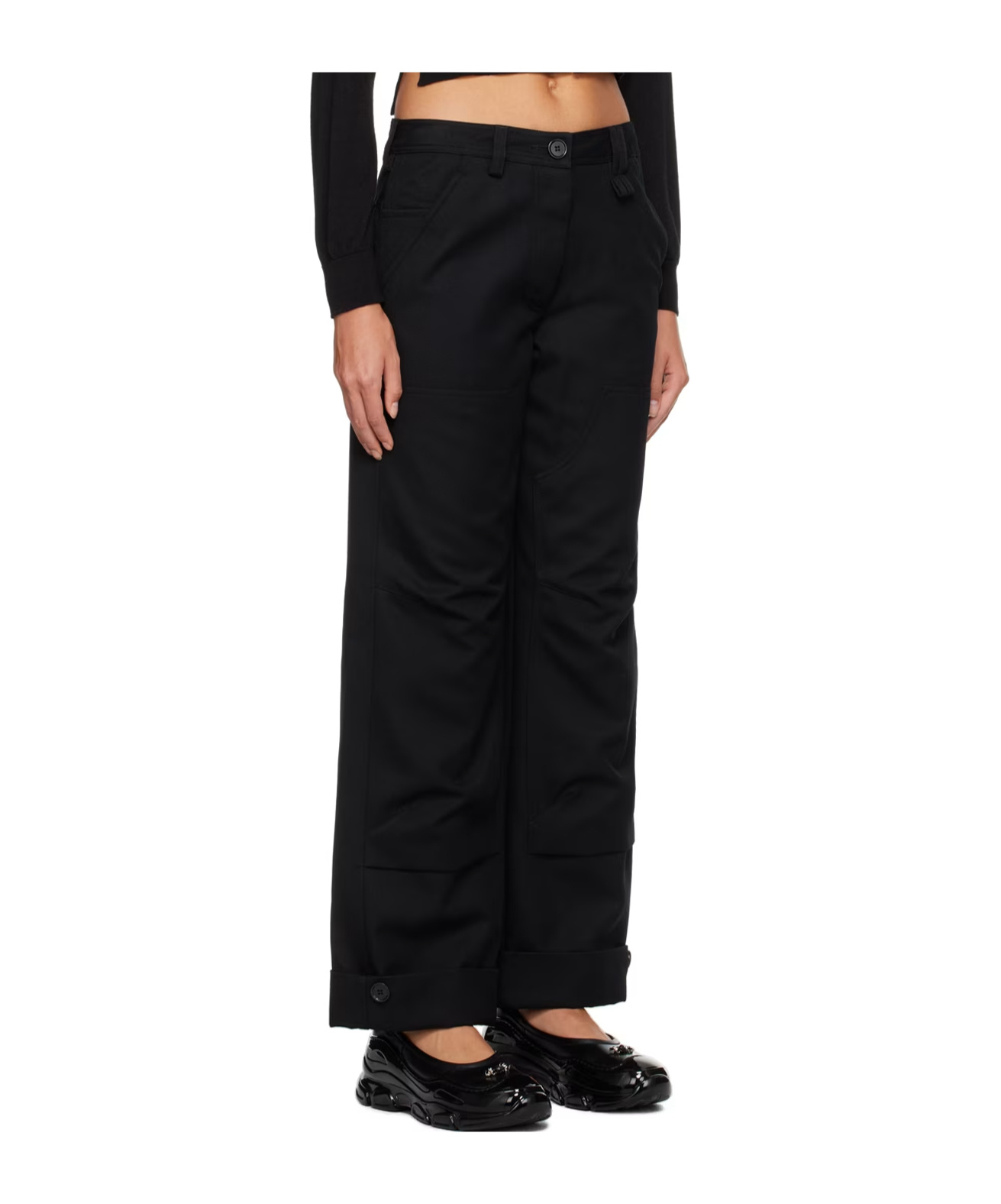 Simone Rocha Virgin Wool-blend Wide-leg Trousers In Black
