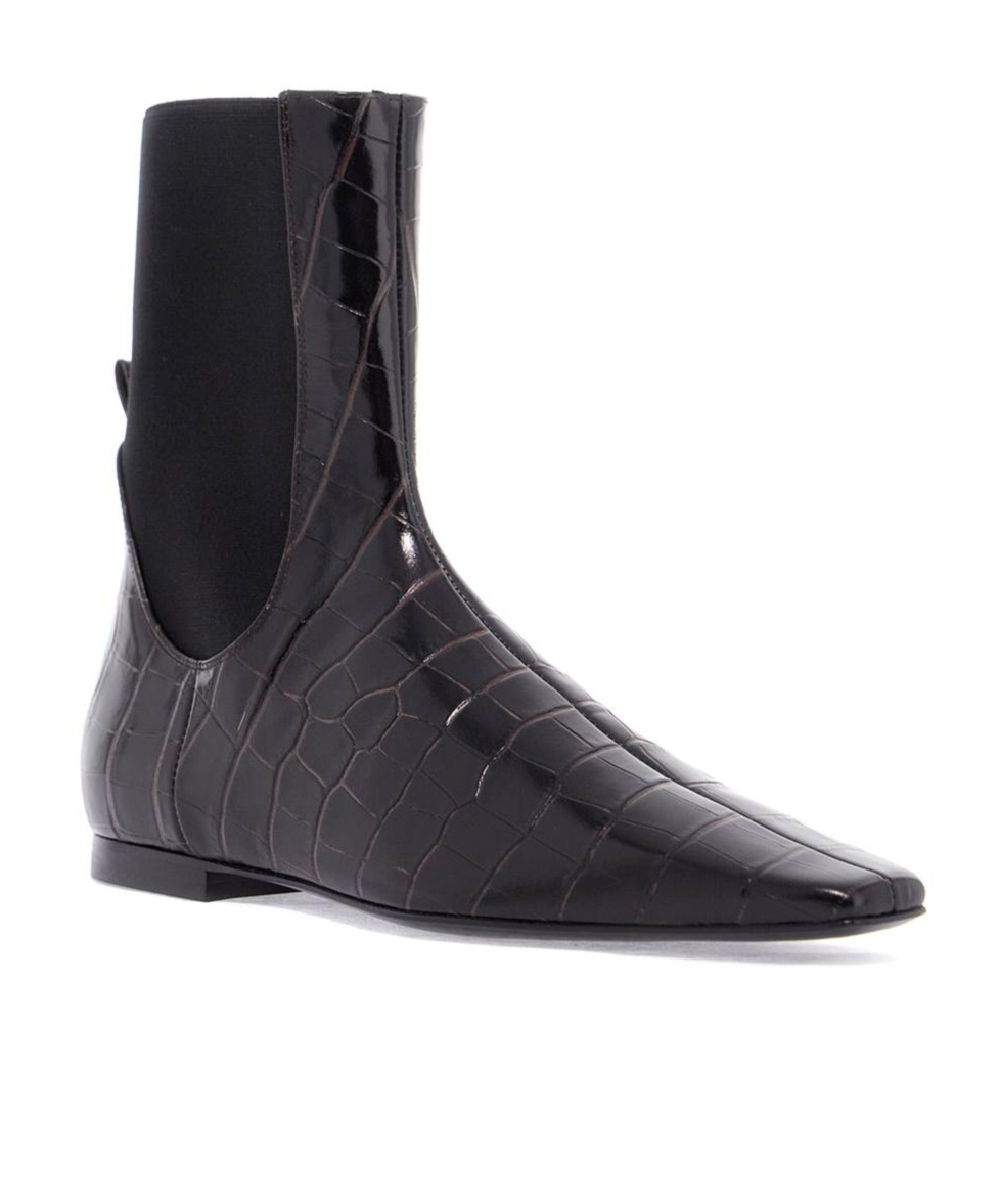 Totême Imitation Alligator Ankle Boots In Black