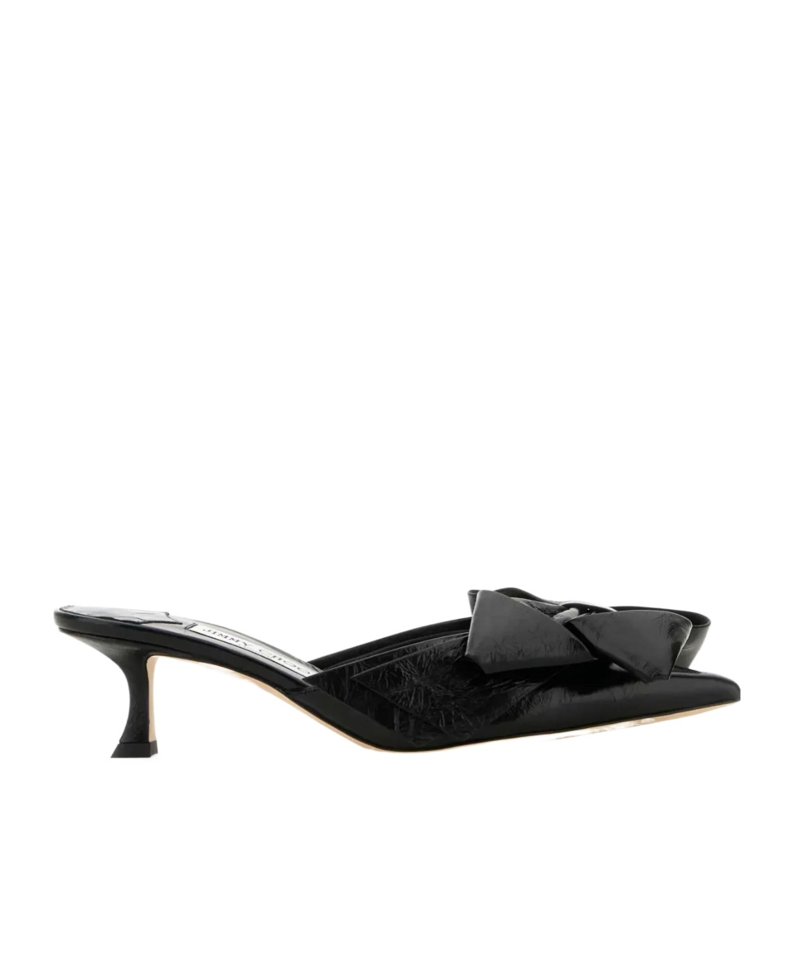 Jimmy Choo Flaca 50 Bow And Crystal-embellished Mesh And Suede Mules In Black