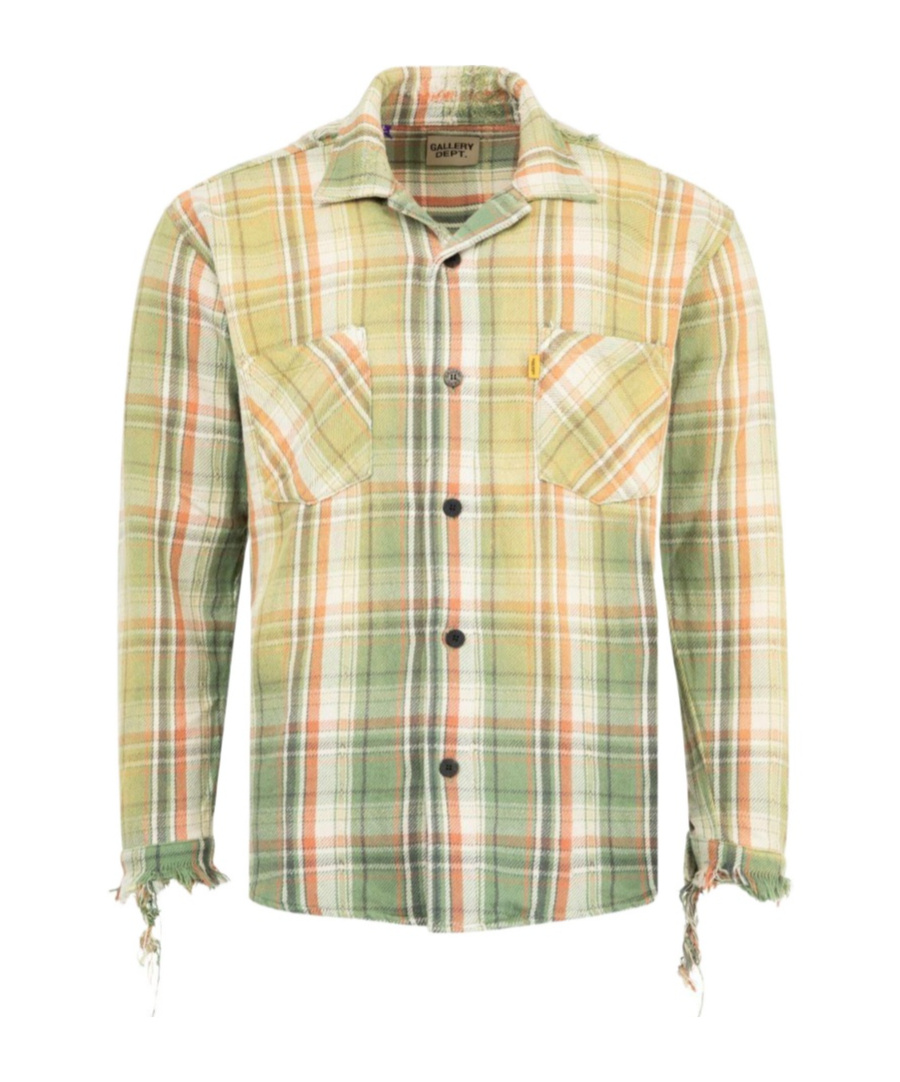 Gallery Dept. Mens Light Green Marley Plaid-print Cotton Flannel Shirt In Multi