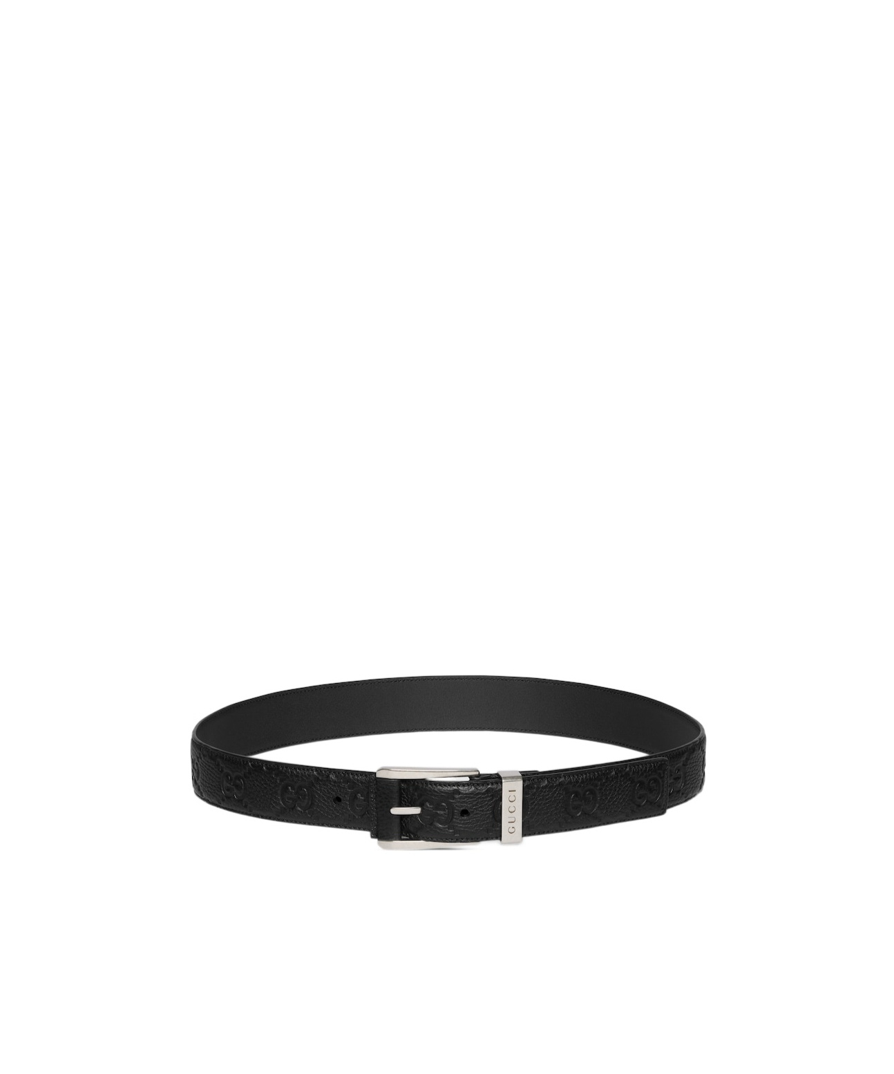 Gucci Embossed Gg Belt With Squared Buckle