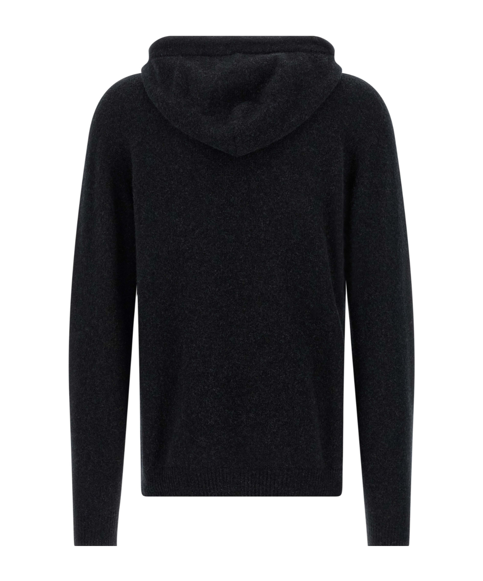Roberto Collina Textured Knit Hooded Sweater In Virgin Wool In Black