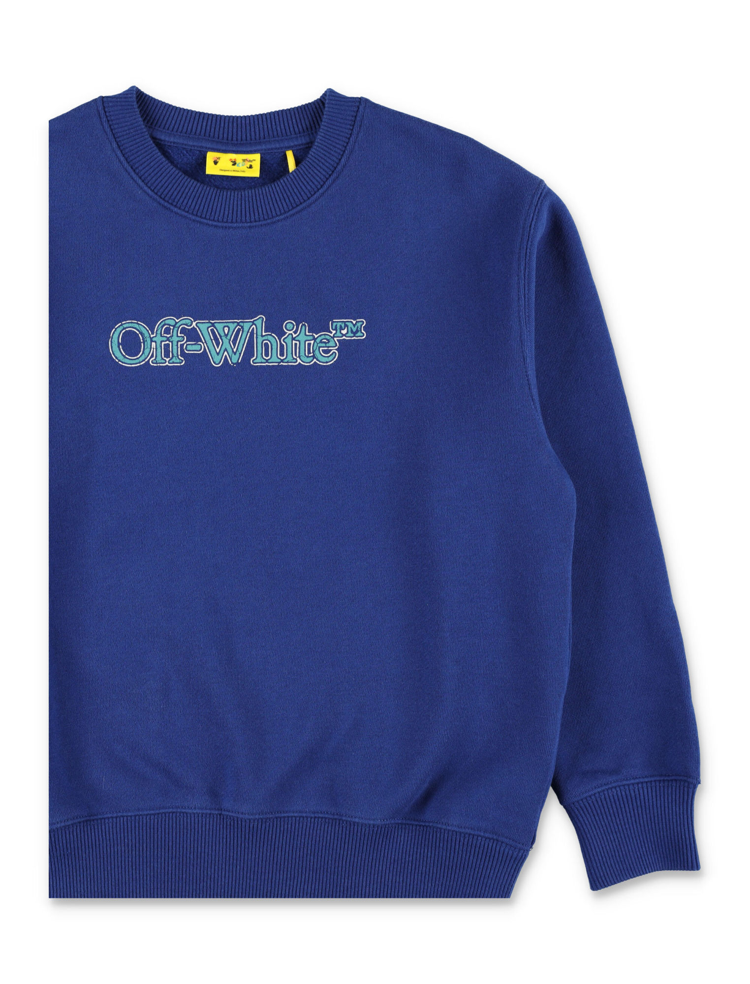 Off-white Kids Logo Printed Crewneck Sweatshirt In Blue