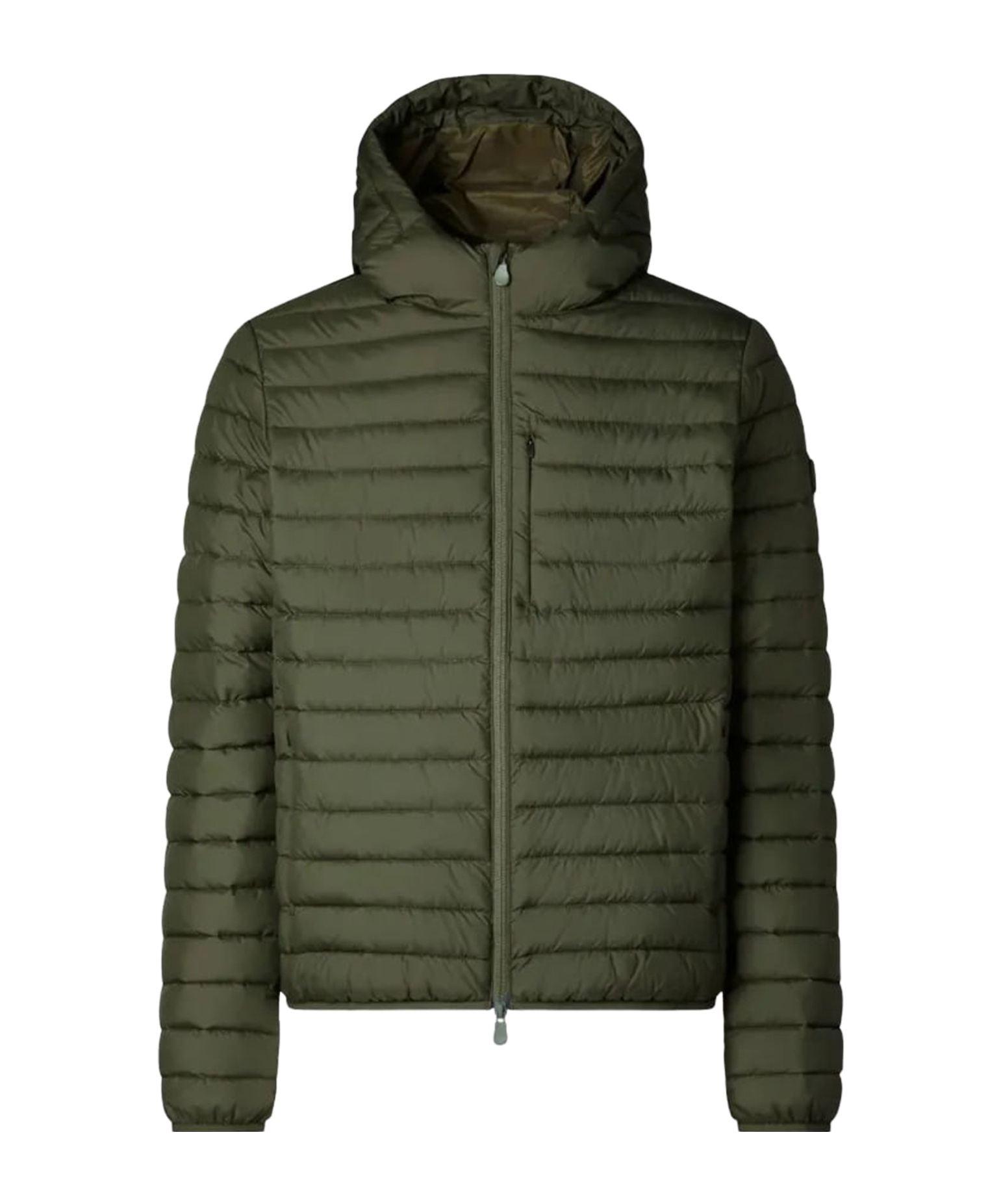 Save The Duck Quilted Green Light Jacket With Double-slider Zip Hood In Green
