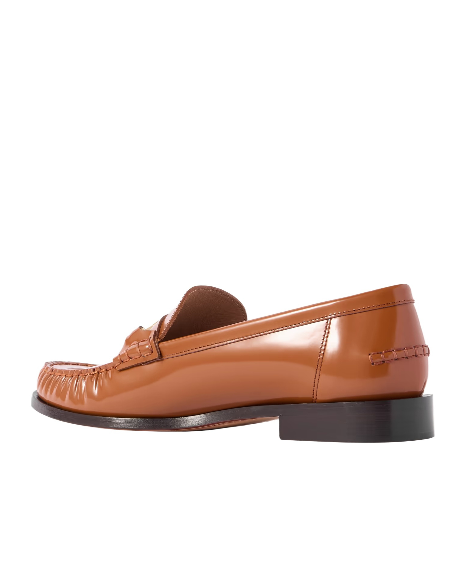 Ferragamo Chain Hardware Moccasin Round Toe Stitching In Brown