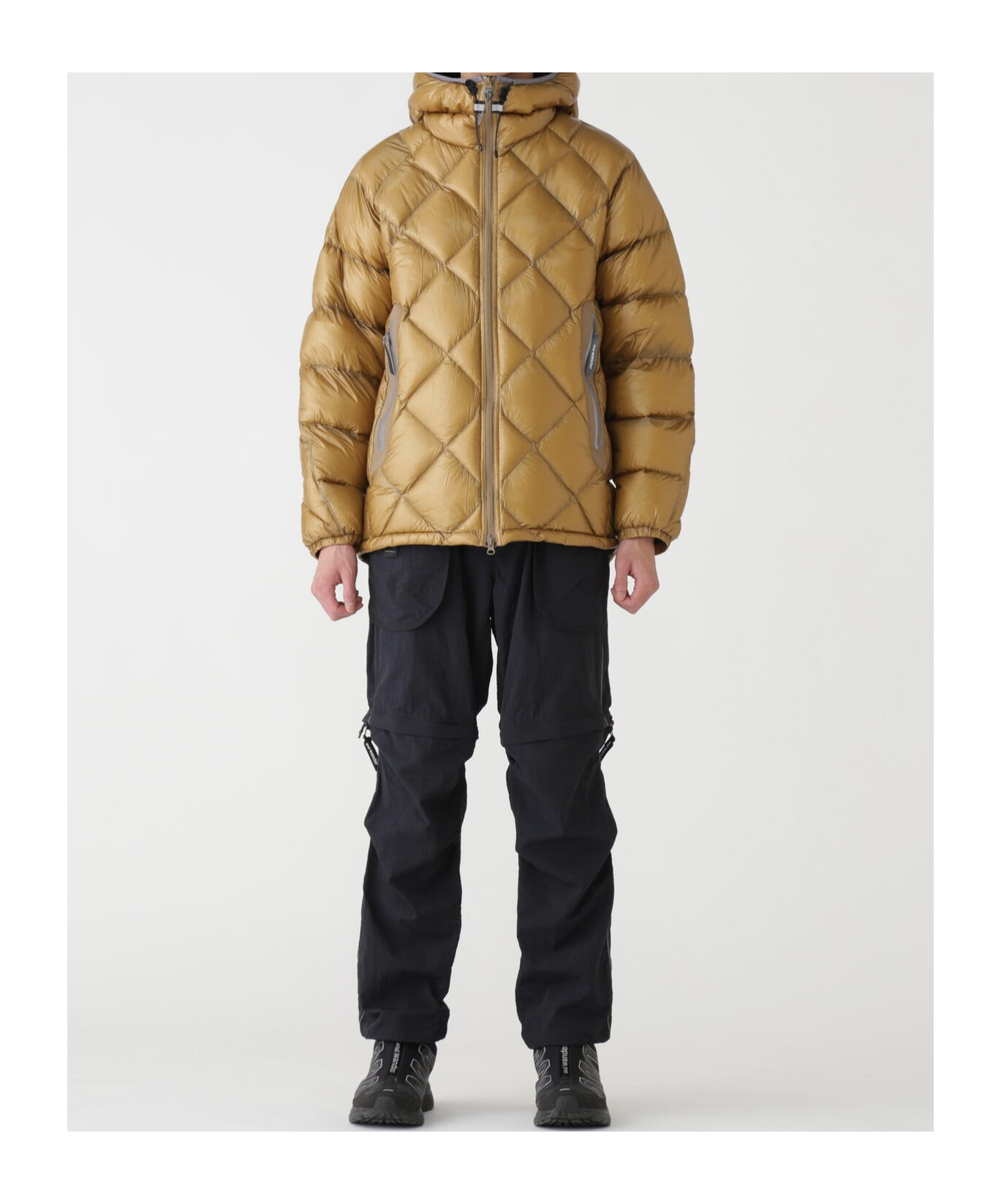 And Wander Brown Diamond Stitch Down Jacket In Brown