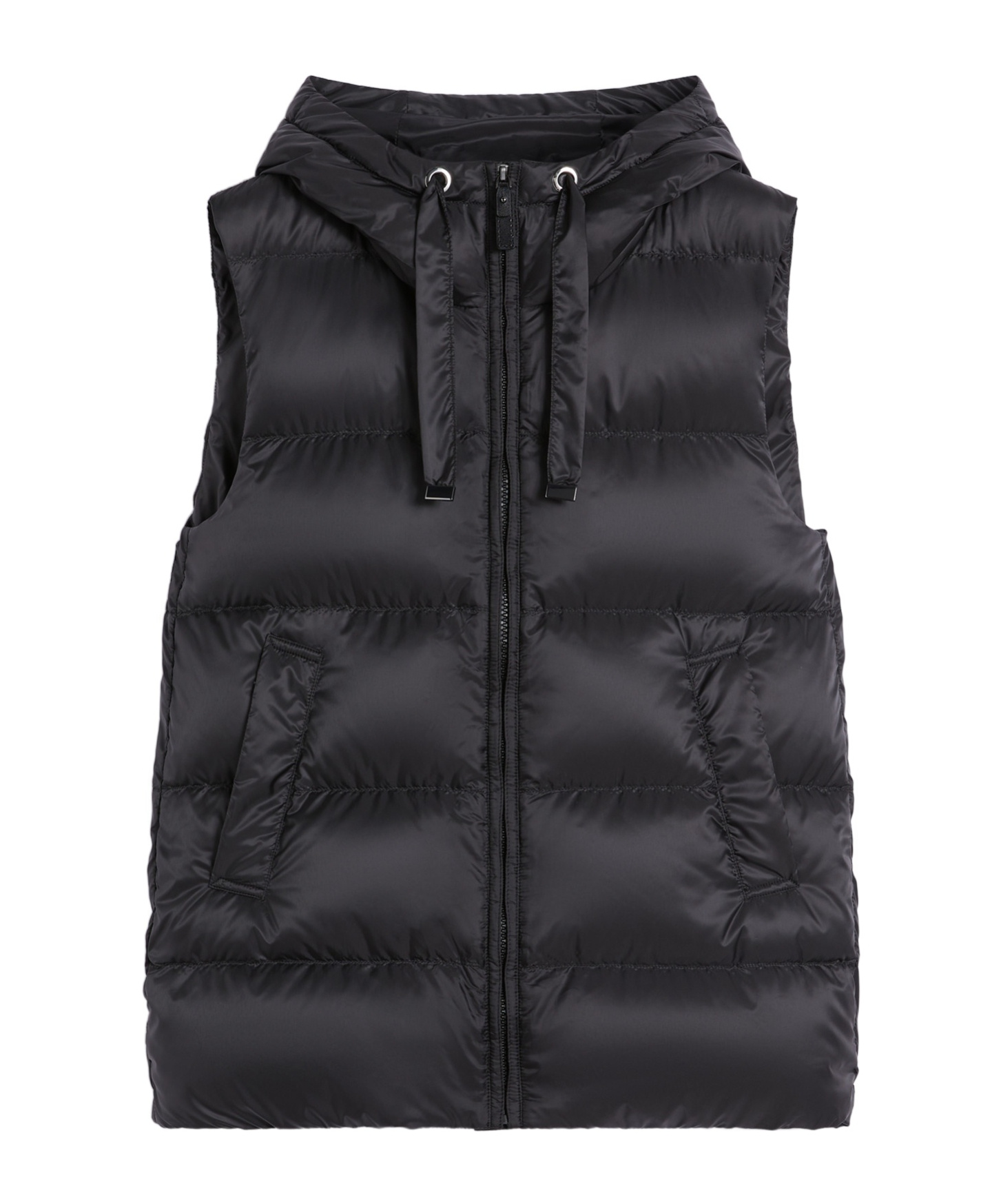 Max Mara Hooded Cotton Padded Vest In Black